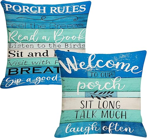 Miniatura 8 de Jartinle Fundas de almohada decorativas para exteriores, fundas de almohada cuadradas de lino para patio, para sofá, banco, asiento, silla,