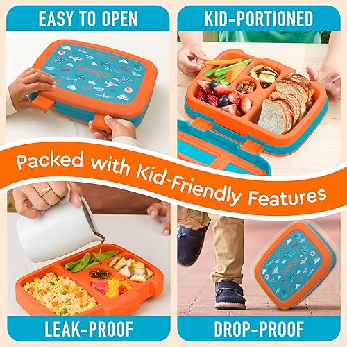 Miniatura 4 de Bentgo Kids Prints - Lonchera para niños, a prueba de derrames, con 5 compartimentos, estilo bento, porciones de tamaño ideal para niños de 3 a 7