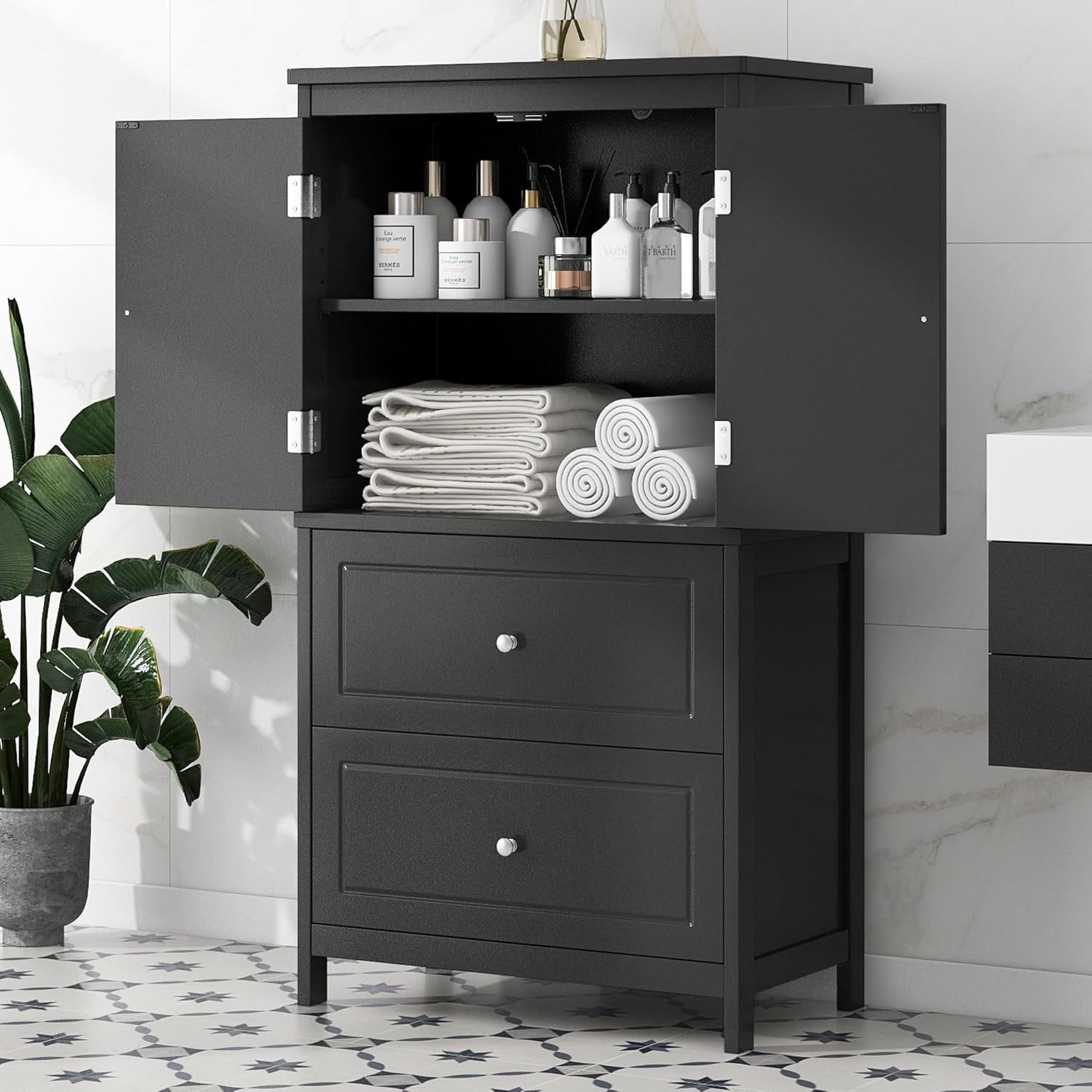 JIVOIT Modern Bathroom Storage Wooden Floor