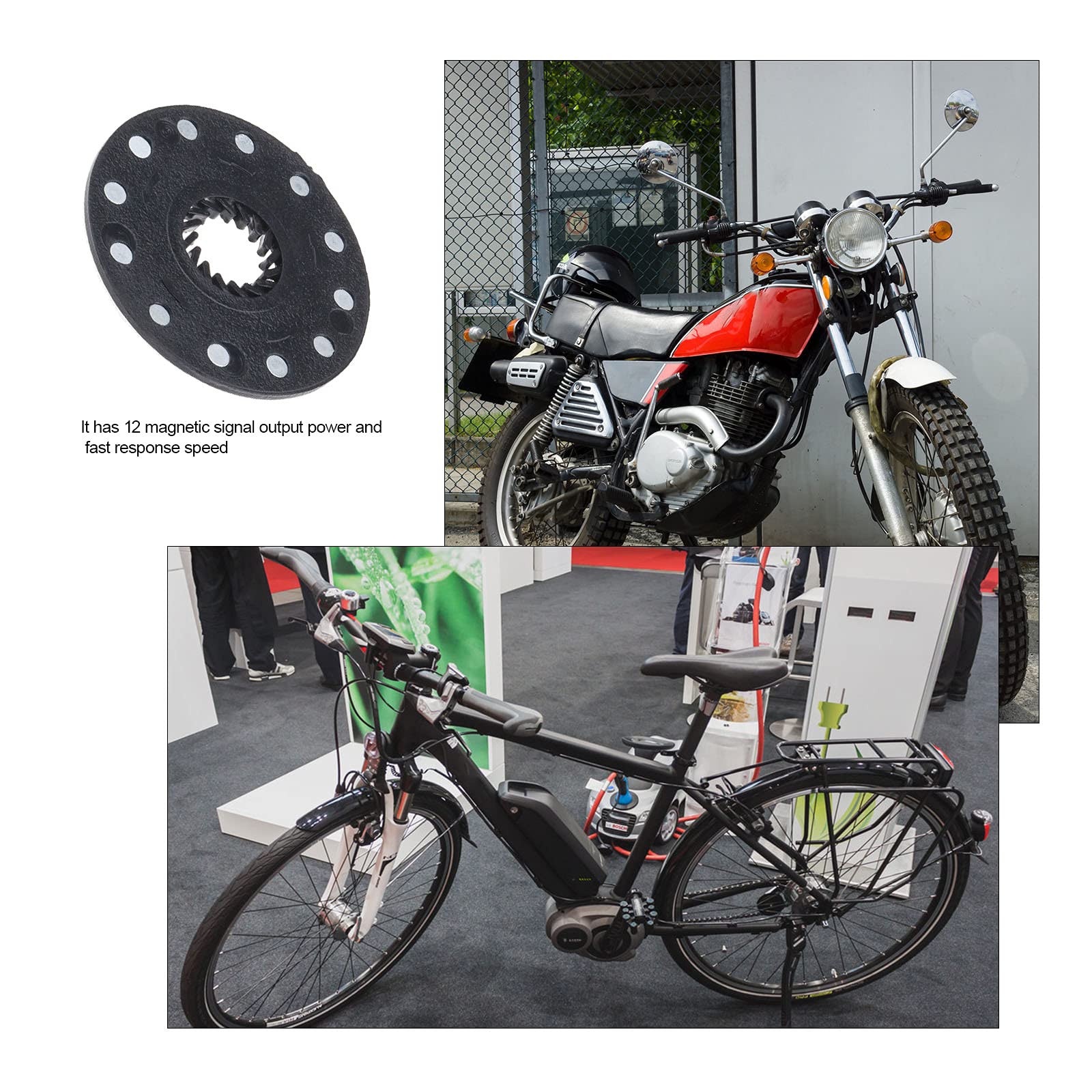 EMSea 12 Aimants Capteur de Vitesse, Système d'assistance au Pouls avec Connecteur de 3 Broches Mâle et Câble de 90cm pour Vélo Électrique Pas
