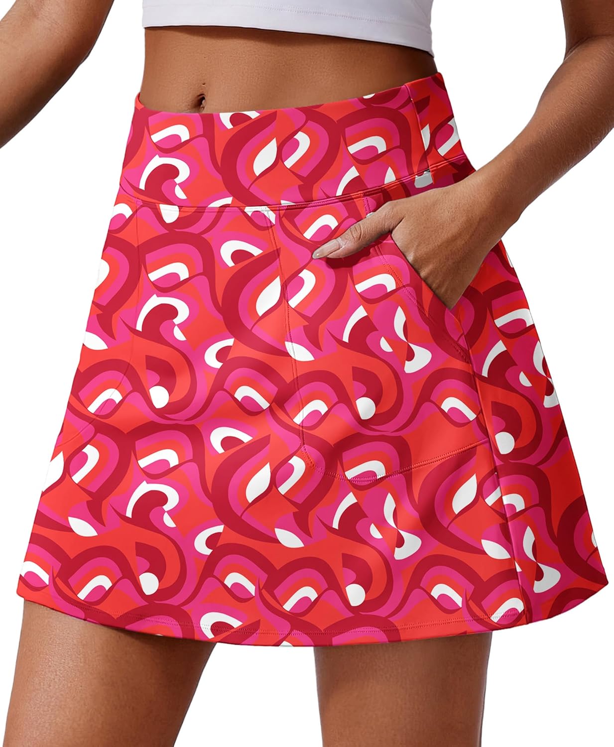 PINSPARK 18" Golf Skorts for Woman High Waisted Tennis Skirt UPF 50+ Athletic Skort Skirts with 4 Pockets Workout Pickleball