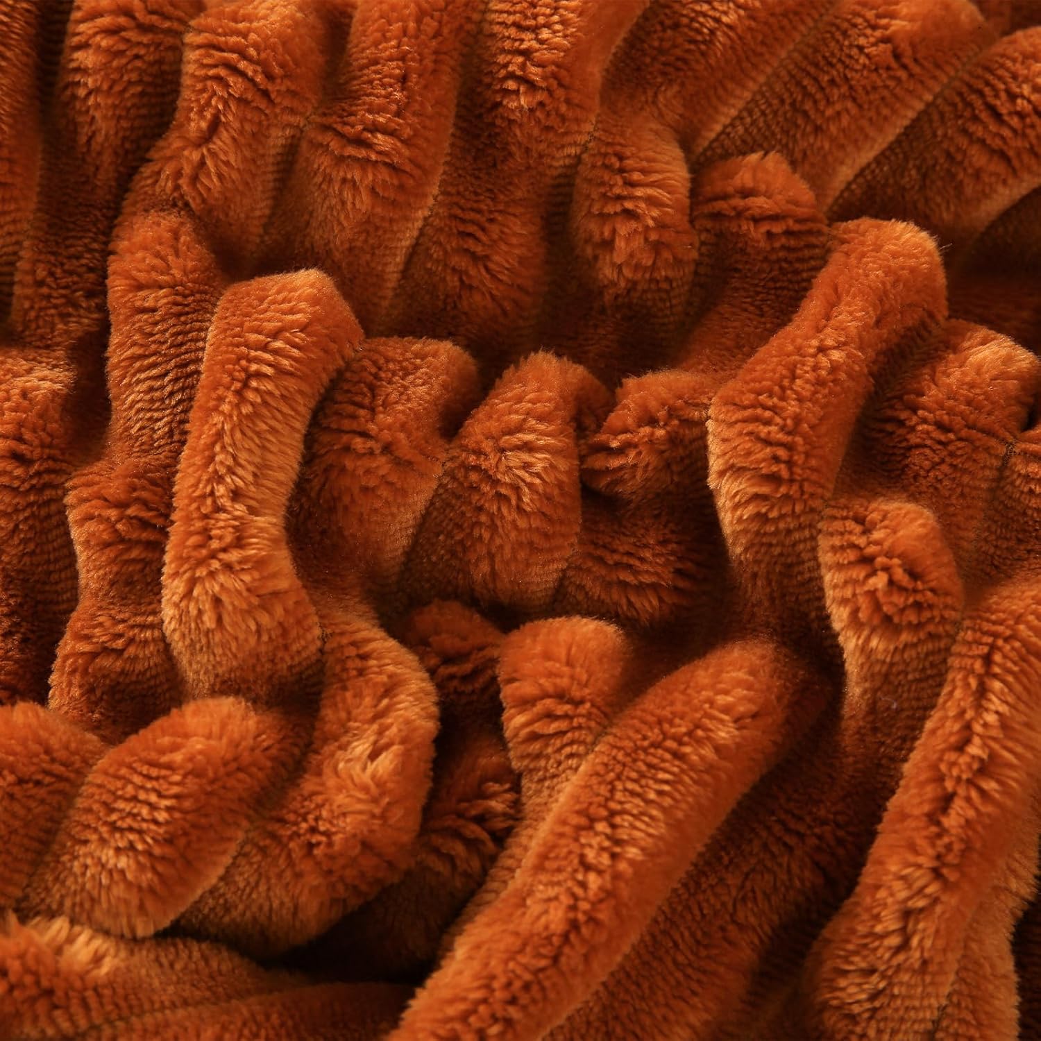 Burnt Orange Sherpa Fleece Throw Blanket 50”×60” for Couch Sofa Bed,Double Side Soft Fuzzy Cozy Plush Thick Flannel Blanket with Striped Design Gift for Mother Woman - Image 7