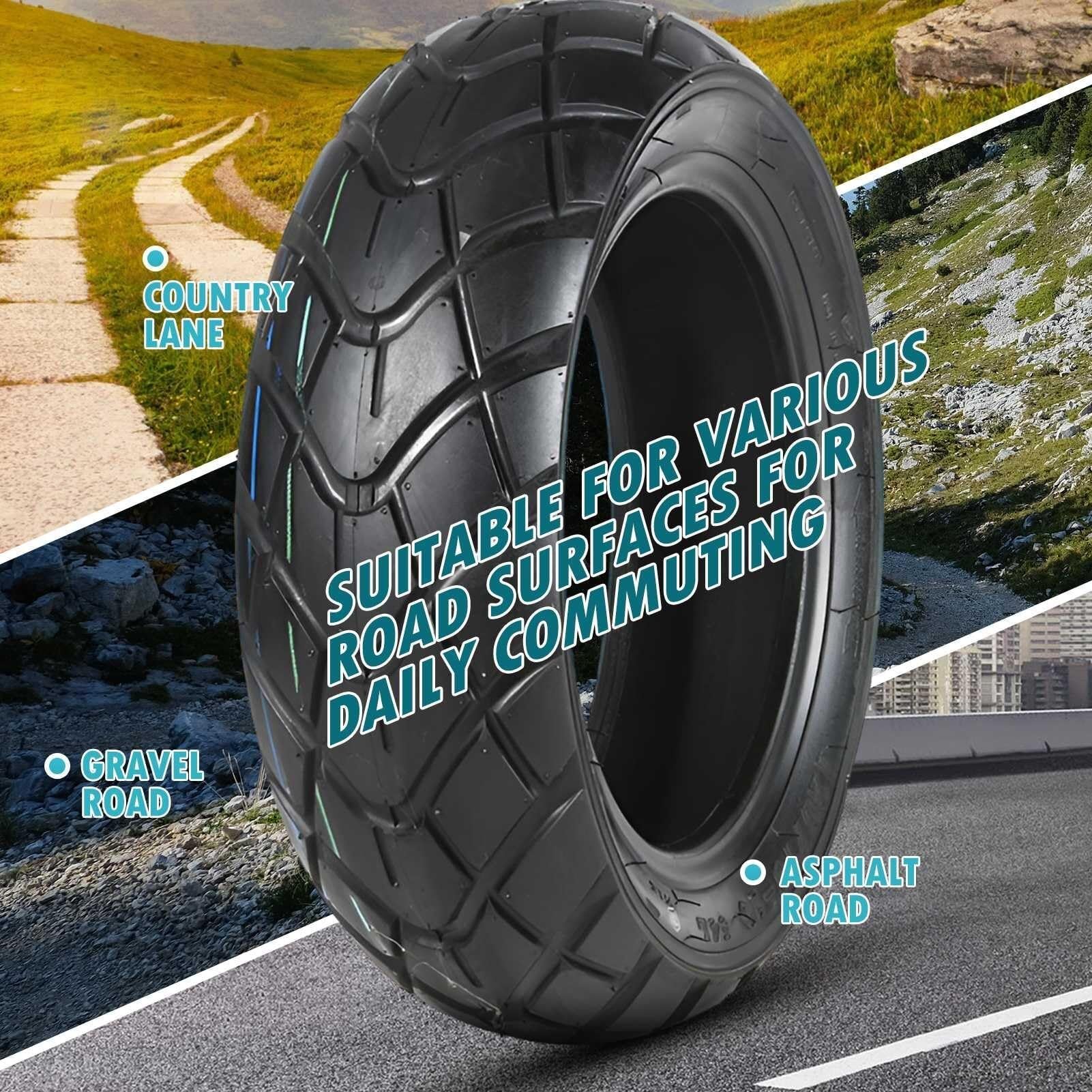 2PC 120/70-10 Opona Motocyklowa 120/70/10 z Niską Opór Toczenia dla Felg 10 Cali z 120 70 10 Tubeless TL 54L 280kPa Wysoka Przyczepność Miejska