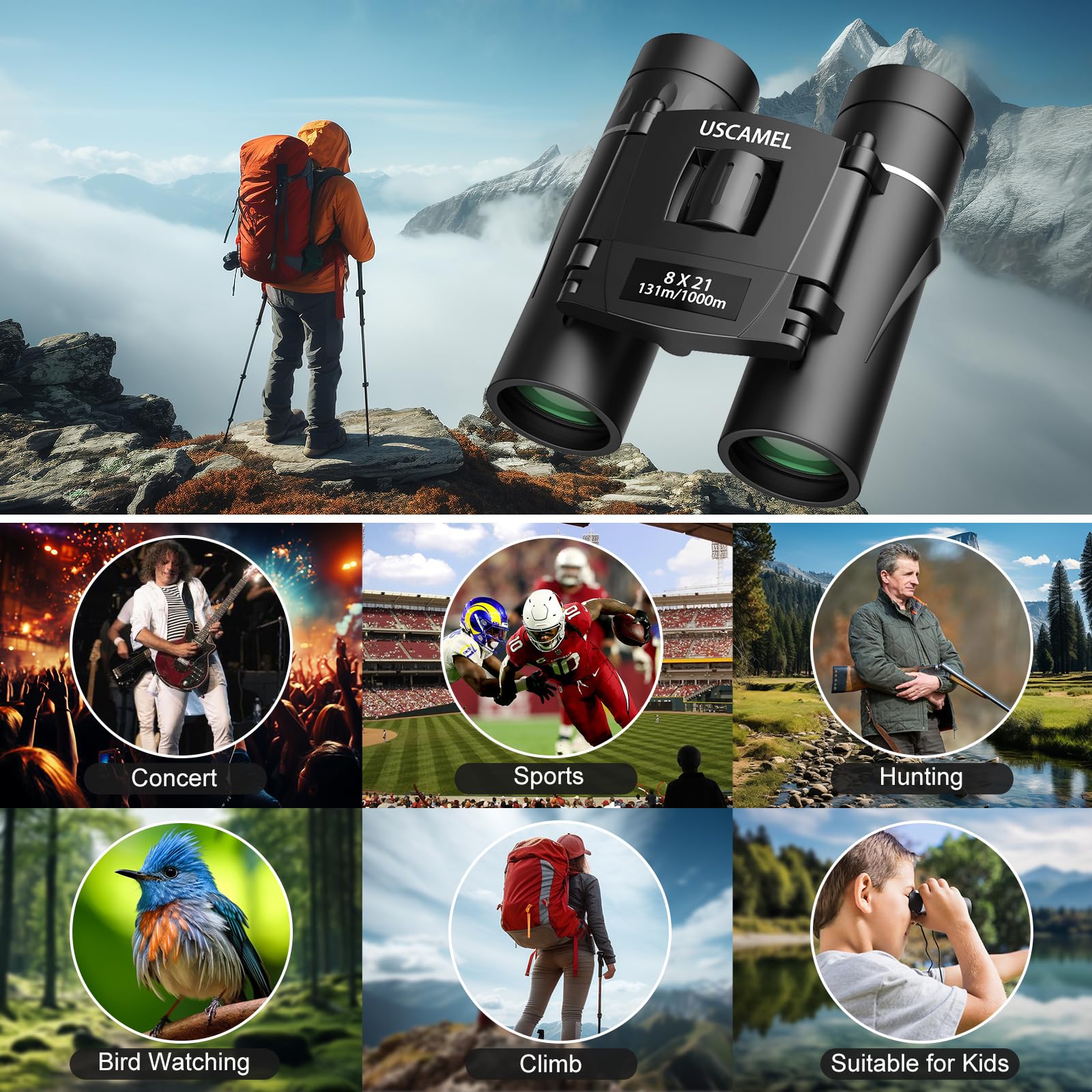 USCAMEL 折り畳みポケット式双眼鏡、コンパクト旅行用ミニ望遠鏡HD Bak 4光学レンズ、ピント合わせしやすい、カラー ：ブラック w17b8b5 Amazon | USCAMEL 折り畳みポケット式双眼鏡、コンパクト旅行用ミニ