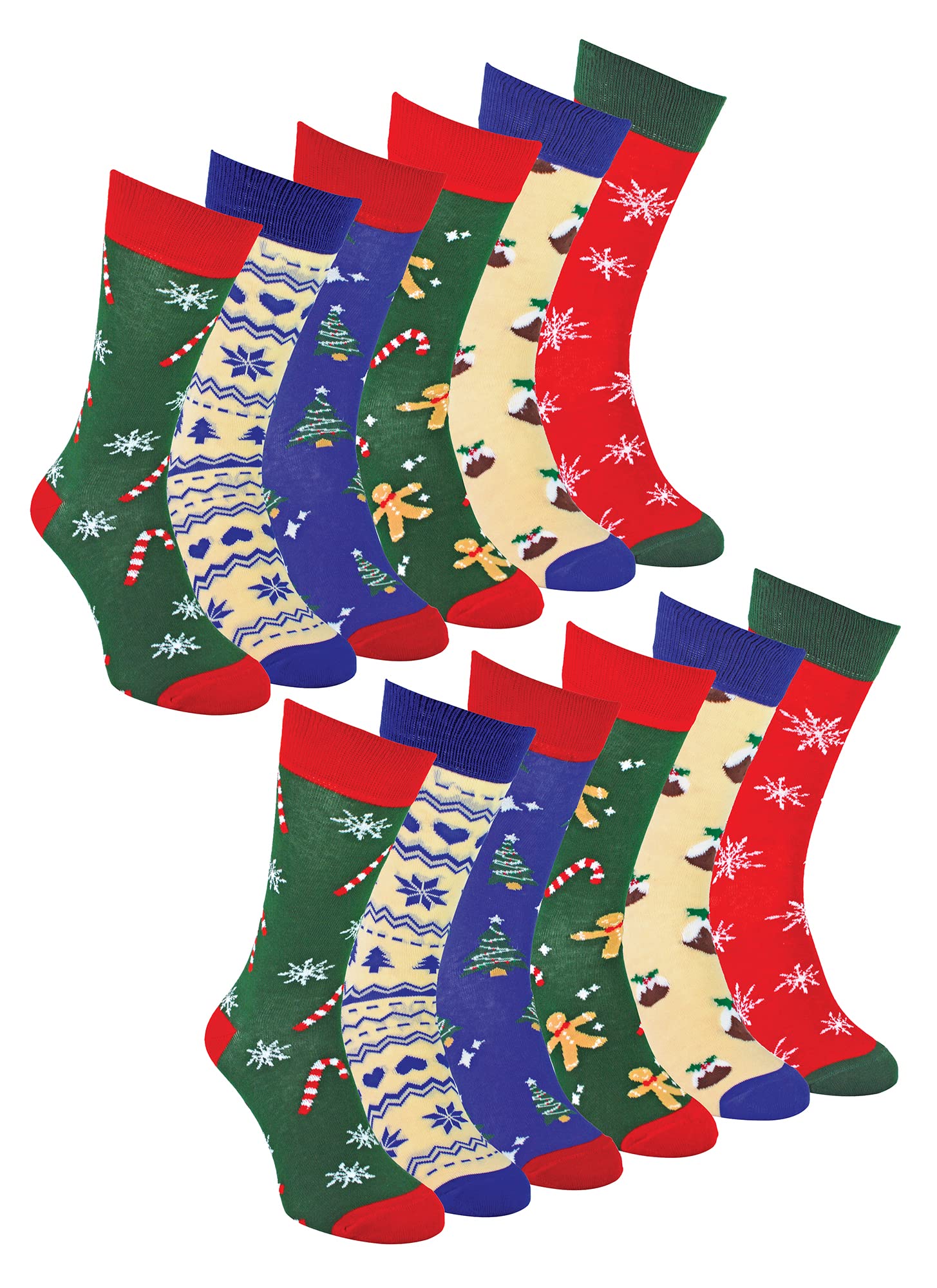 Sock Snob Men's 12 Pack Christmas Socks | | Novelty Colourful Stylish Funny Patterned Crew Xmas Socks (6-11, )