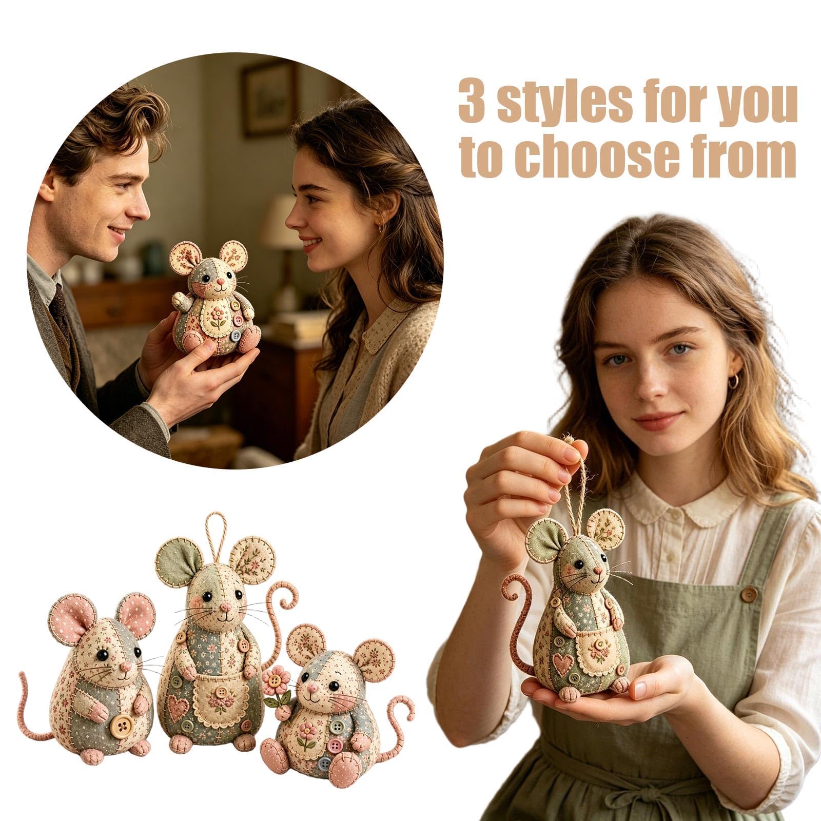 Ice Cube Squishy - Giocattolo sensoriale antistress (D) | Kit completo fai da te a forma di topo, ideale per imparare a ricamare e creare una decorazione artigianale unica.