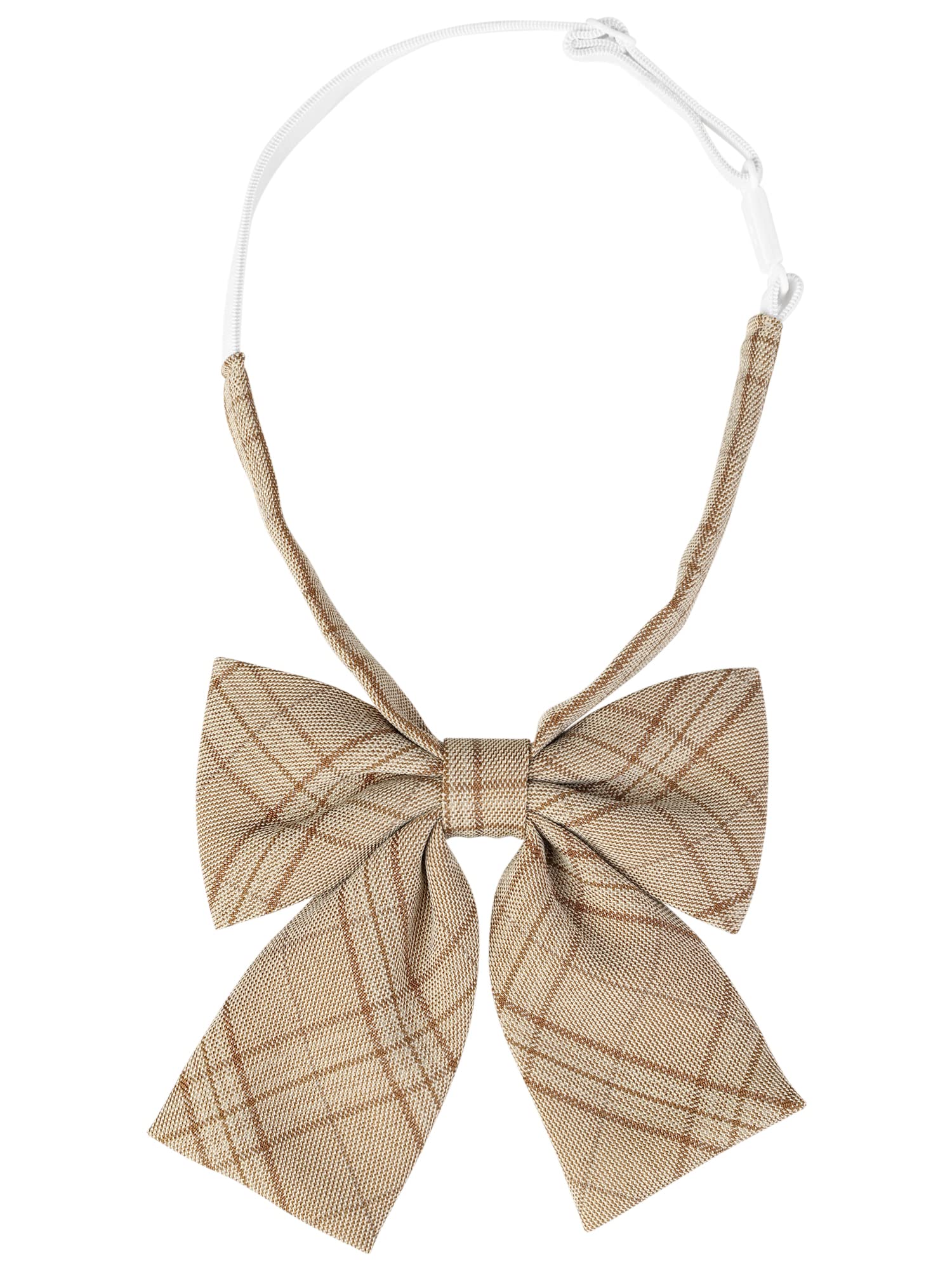 Elerevyo Women's Tan Pre-Tied Bowties Adjustable Colorful Plaid Tar Checked Bow Ties For Costume One Size