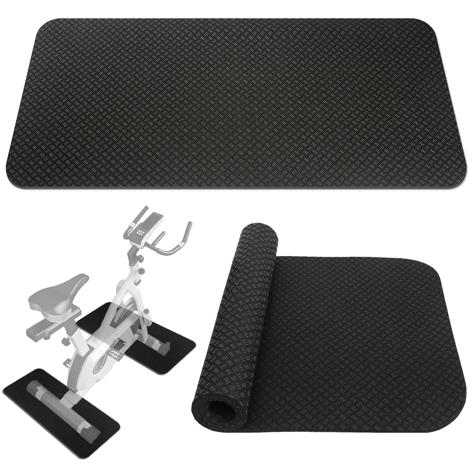 Esterilla protectora para el suelo, dispositivo de fitness, 2 unidades, de silicona de doble cara, antideslizante, resistente a los golpes, alfombrilla para aparatos de fitness, cinta de correr