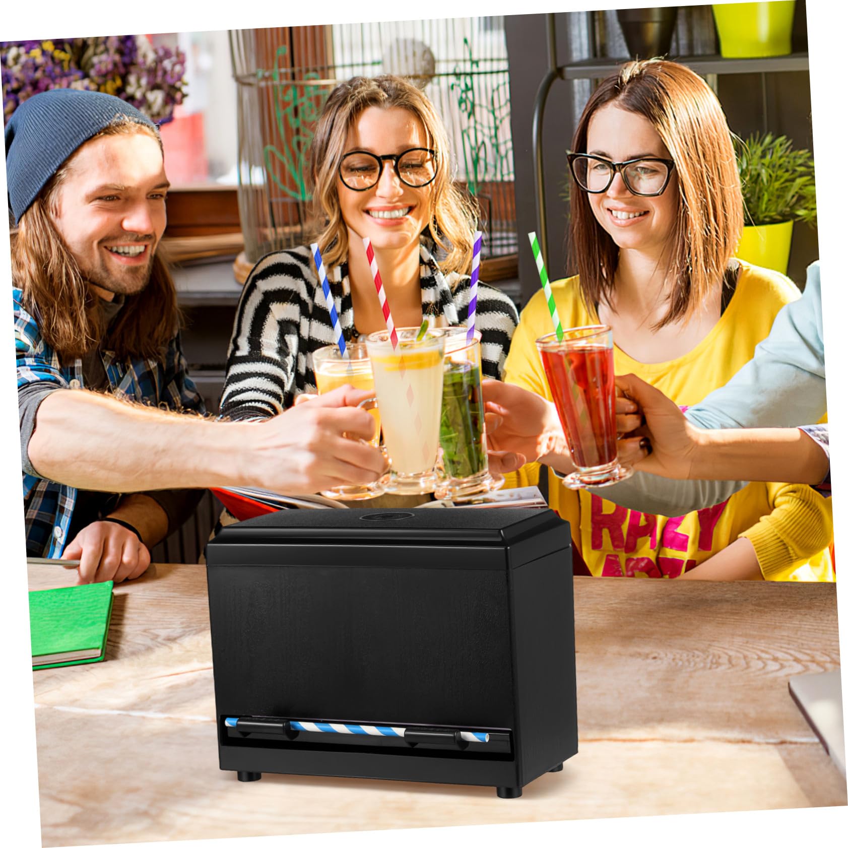 TOYANDONA Strohhalmspender Kunststoff Organizer 9.4x7.1x4.3cm für Cafés und Theken Automatische Pipetten Aufbewahrungsbox