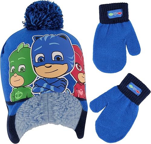 PJ Masks Boys Winter Accessory Hat and Mittens Set Toddler Beanie for Kids Ages 2-4
