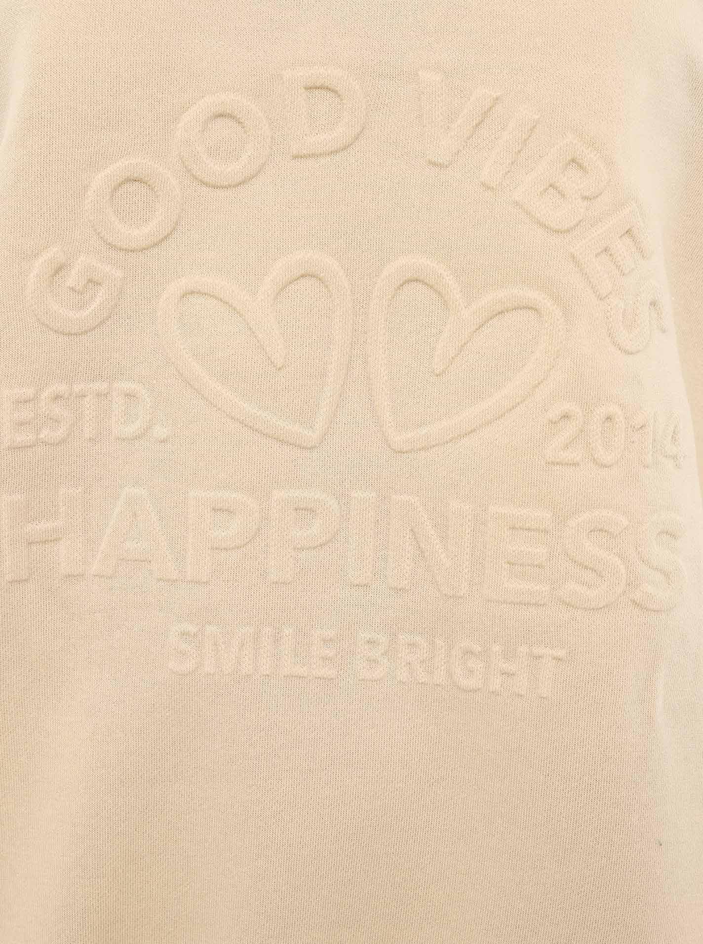 Zwillingsherz Good Vibes Damen Sweatshirt mit 3D-Prägung – Moderner Langarm Sweater mit Statement Schriftzug und Herzmotiv – Lässiger Pullover für Freizeit Alltag Loungewear Herbst Winter