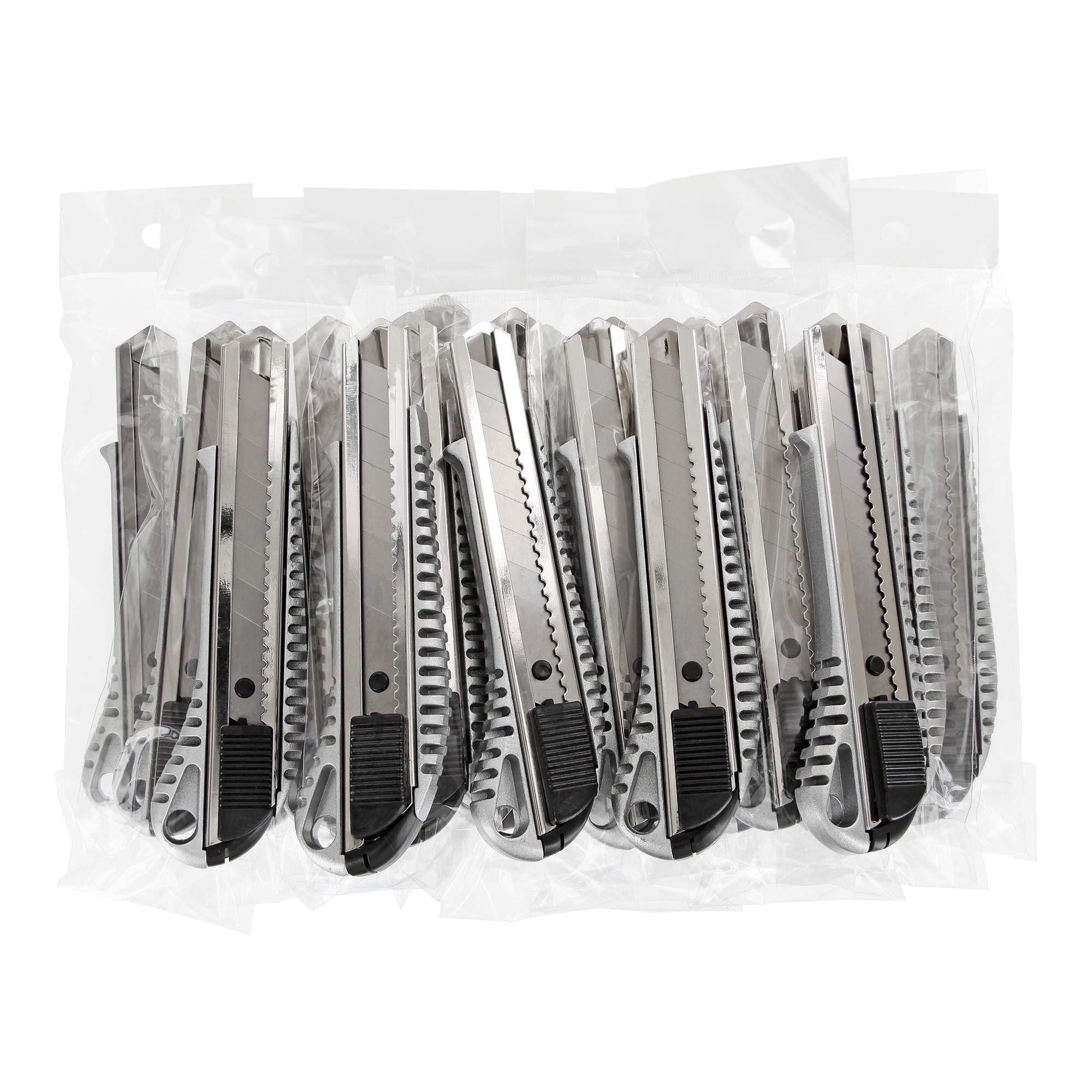 Alu Cuttermesser 18mm, 100 Stk. Druckguss Cutter Alu-Cutter Kartonmesser | Stabil & robust, wackelt nicht, Aluminium-Cutter, Teppichmesser,