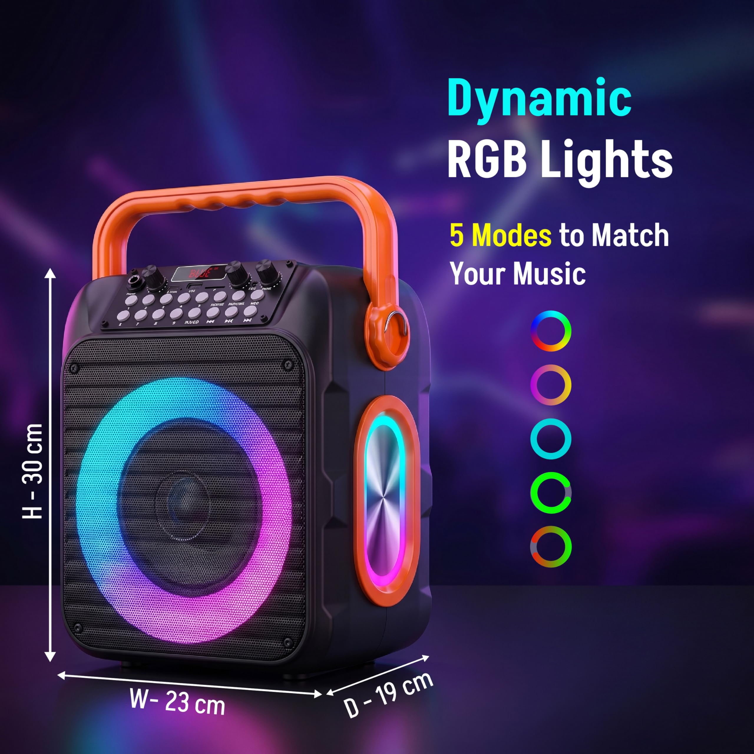Karaoke-Maschine mit 2 wiederaufladbaren drahtlosen Mikrofonen, 30W Bluetooth 5.3 Lautsprecher, PA-System mit Bass/Treble/Echo, unterstützt USB/TF/AUX/TWS für Home Party