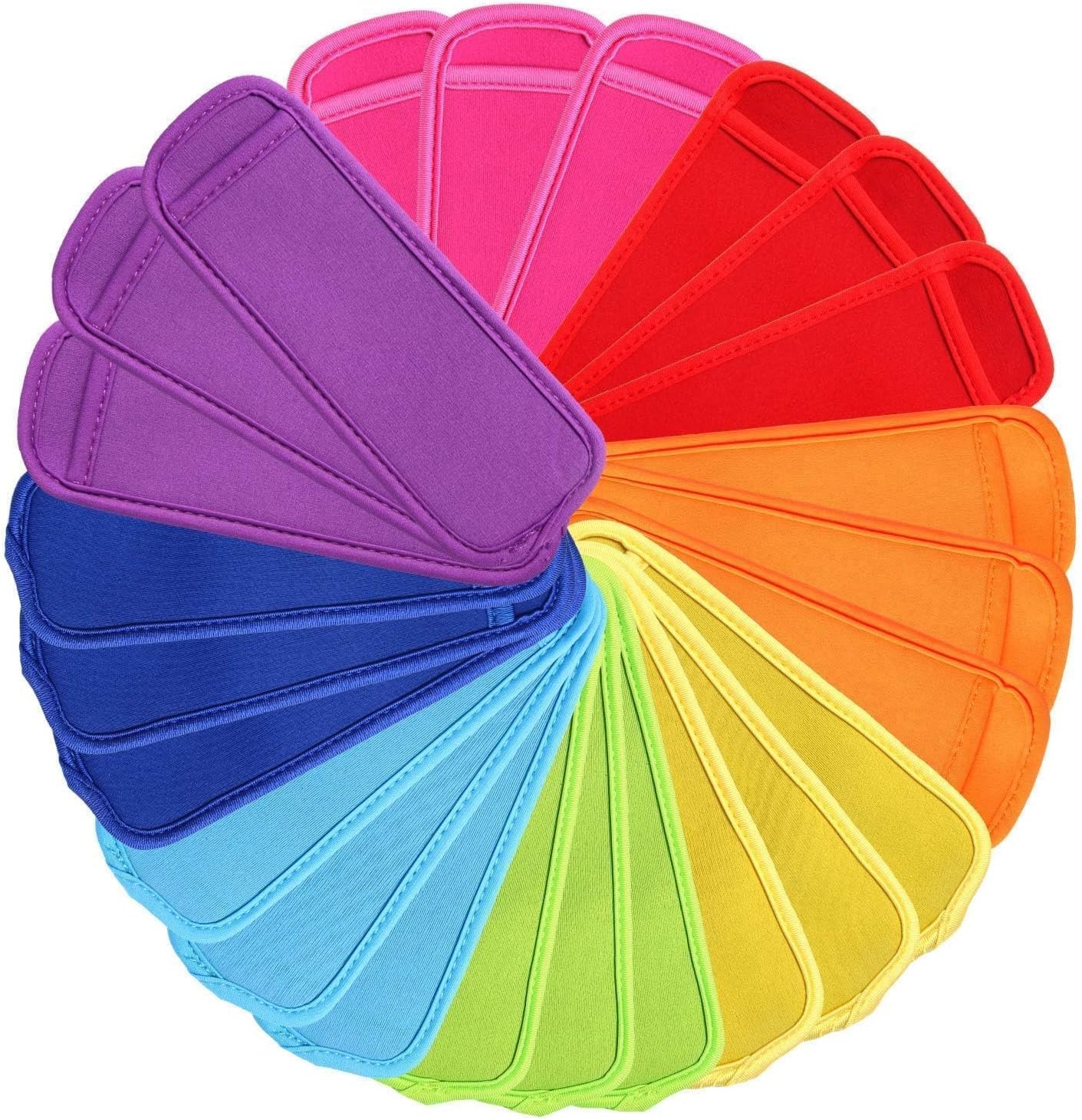 JANYUN 24 Pack Reusable Popsicle Bags Ice Pop Sleeves Antifreezing Sleeves, 8 Colors