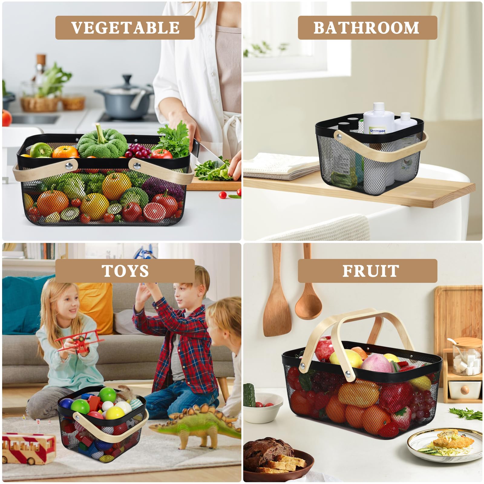 Nexboraque - Paquete De 2 Cestas De Plástico Para Picnic, Cesta De Cosecha  De Malla Con Mango, image size:1600x1600