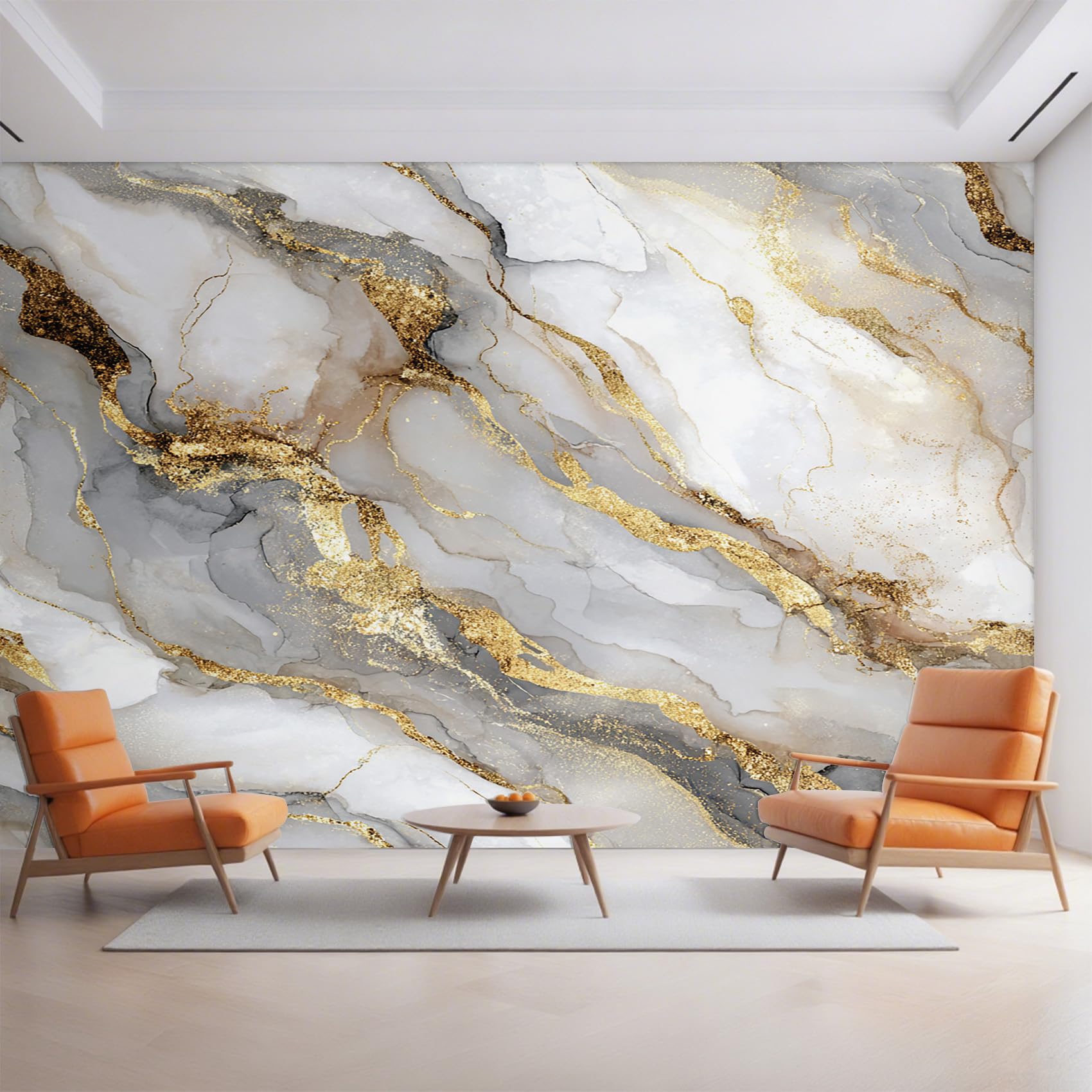 Generico Carta da Parati Marmo Bianco Oro, Fotomurale Texture Modern per Camera da Letto Decorazioni Parete, Carta Parati Effetto Decorativi Wallpaper, 366 x 254 cm D&O31