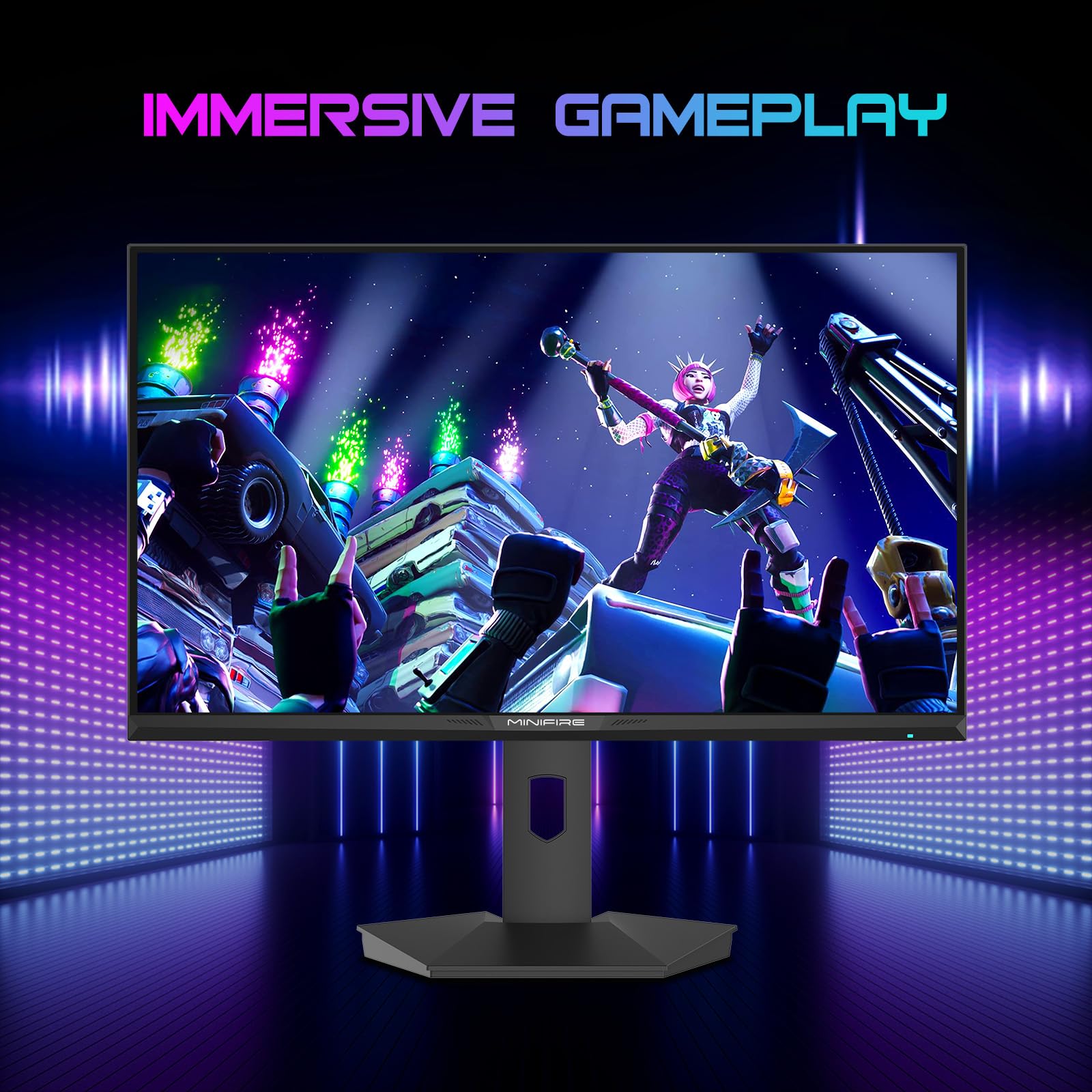 Minifire 27 inch Gaming Monitor, 2560x1440 WQHD 300Hz IPS Panel, DCI-P3 90%, sRGB130%, HDR400, 1ms, Adaptive Sync, Vertical Horizontal Rotation,Tilt Adjustable, DP1.4&HDMI2.1, VESA Mount, MFG27F6Pro — view 4