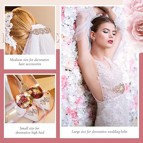 Miniatura 9 de 9 piezas de apliques de diamantes de imitación para planchar, 3 estilos de diamantes de imitación de fijación en caliente, apliques de pelo de boda