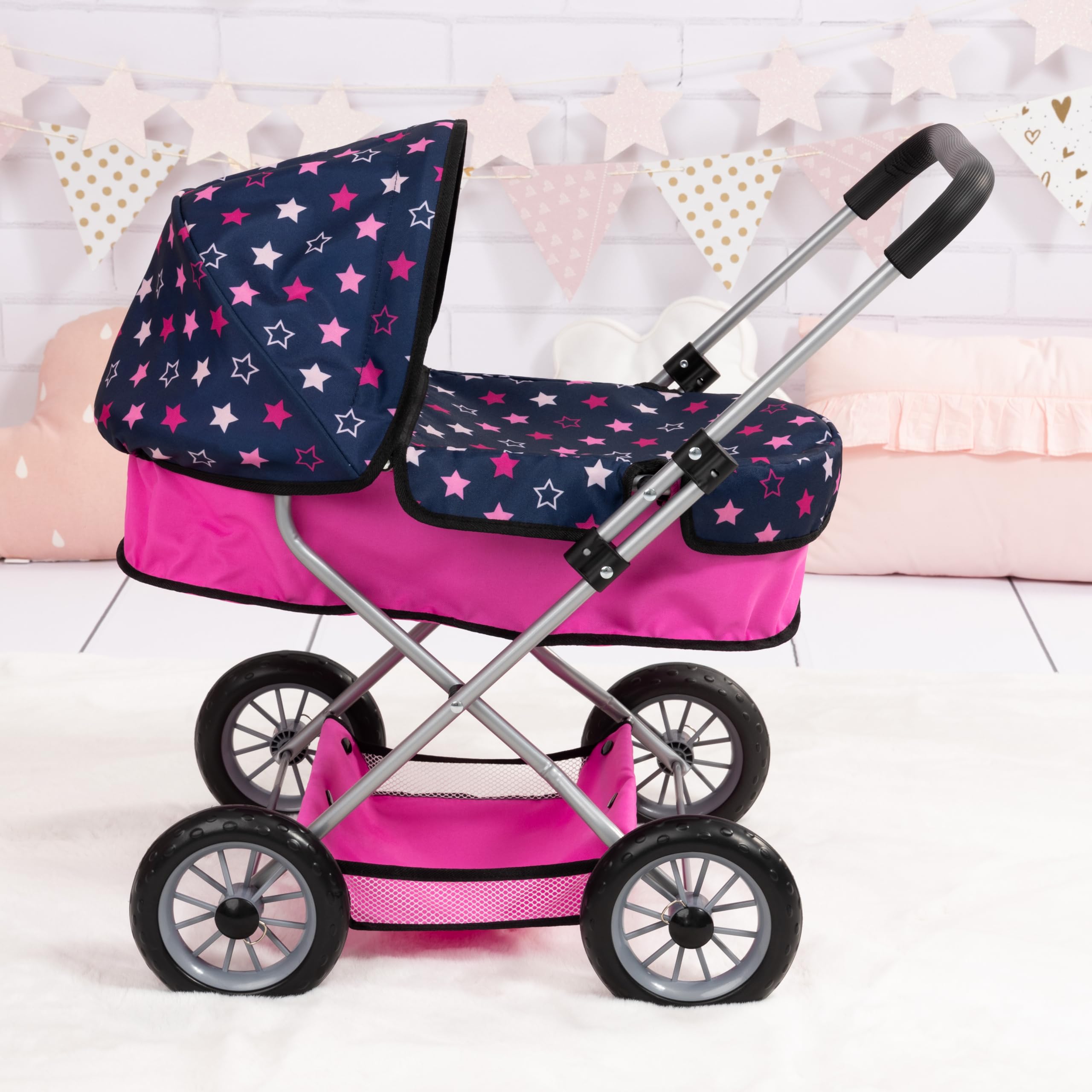 Bayer Design Carrito para muñecas Smarty, Accesorios para muñecas | Carrito para muñecas, accesorios para muñecas, fácil de plegar, con cubiertos de muñeca y bolsa, cesta integrada
