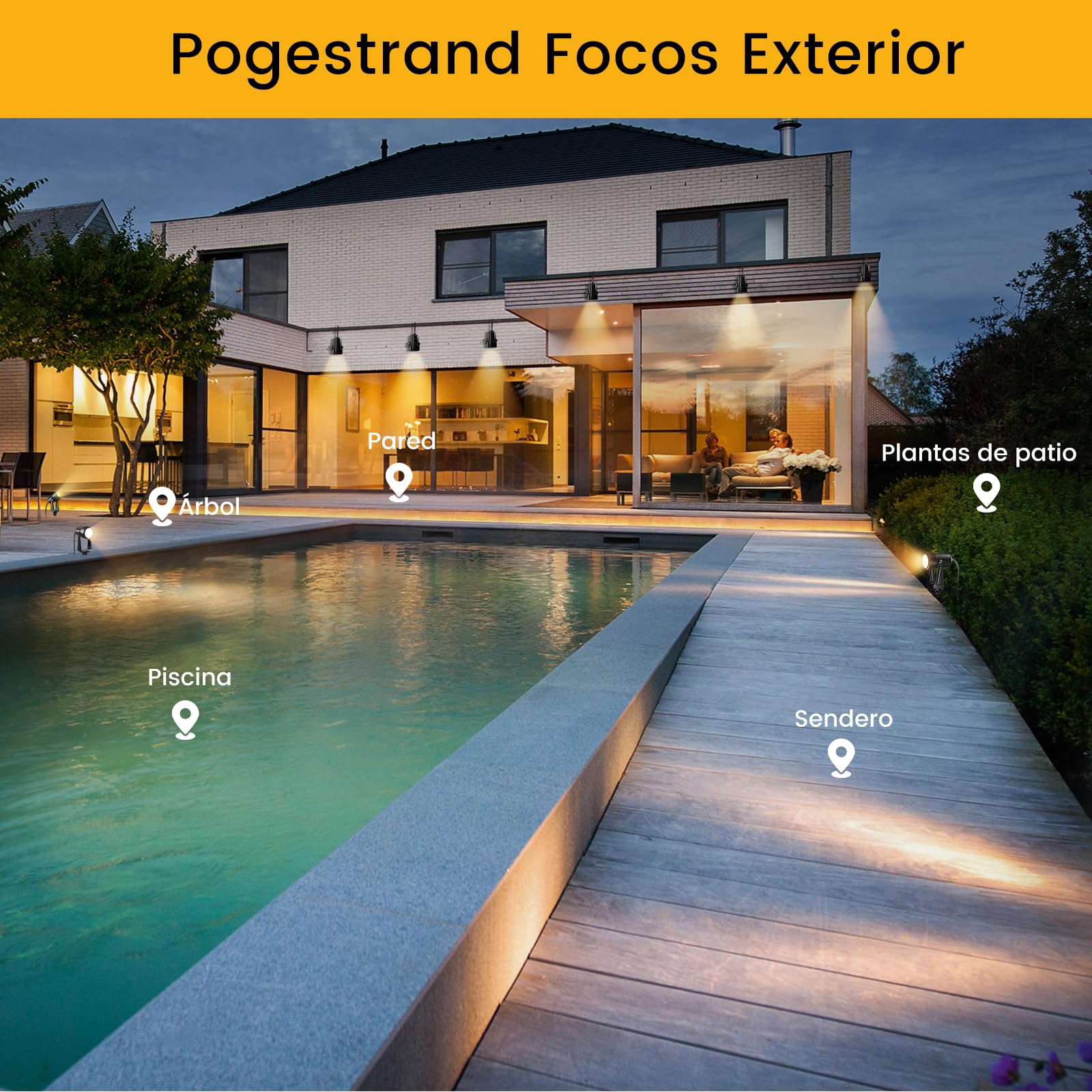 Foco Led Exterior Impermeable, 32M/105FT Paquete de 10 Focos LED de Paisaje con Luz Cálida 3000K 27V para Iluminación Jardín & Impermeables IP65 para Exterior