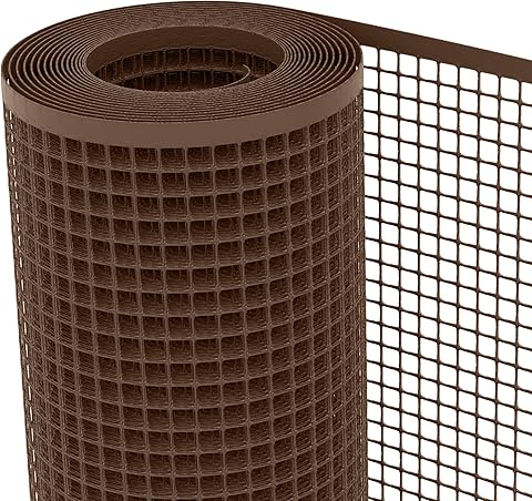 TENAX Malla de Plástico Quadra 20 Marrón 1,00x5 m, Malla Protectora Multiuso para Balcones, Vallas y Cercados