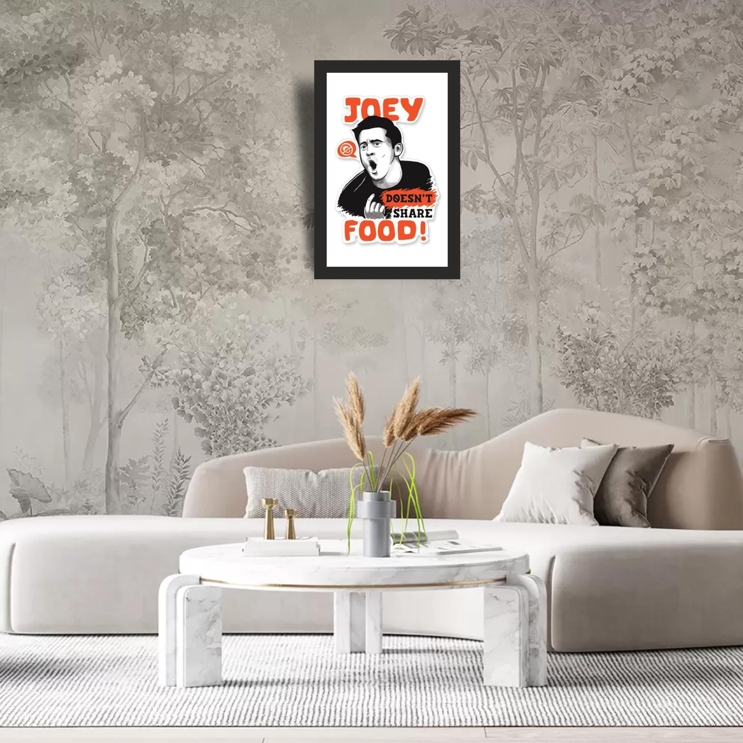 Friends Joey Food Orange Portrait Photo Frame A4 Black