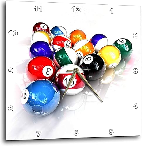 3dRose Billiards Balls - Reloj de pared para piscina 100 x 100in 3dRose Billiards Balls - Reloj de pared para piscina 100 x 100in