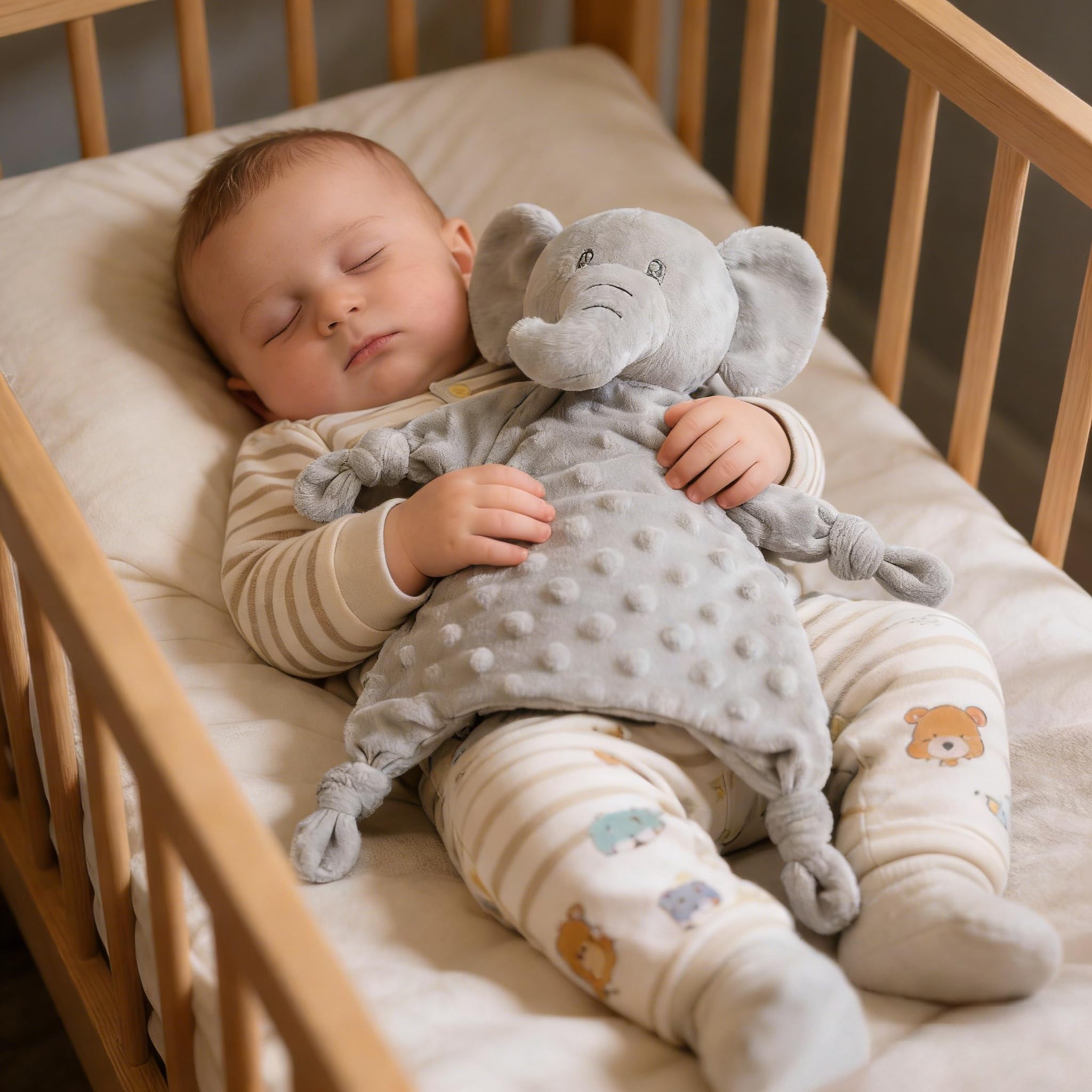 CREVENT Soft Plush Animal Face Security Blankets for Boys and Girls, Great Gifts for Birthday Baby Shower - Elephant — image 1