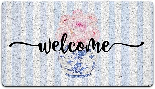 Miniatura 20 de JINYO Felpudo de Halloween de Fantasma, Felpudo Floral de Fantasma de Calabaza para Otoño, Entrada para Interior y Exterior, Porche, 70s Retro