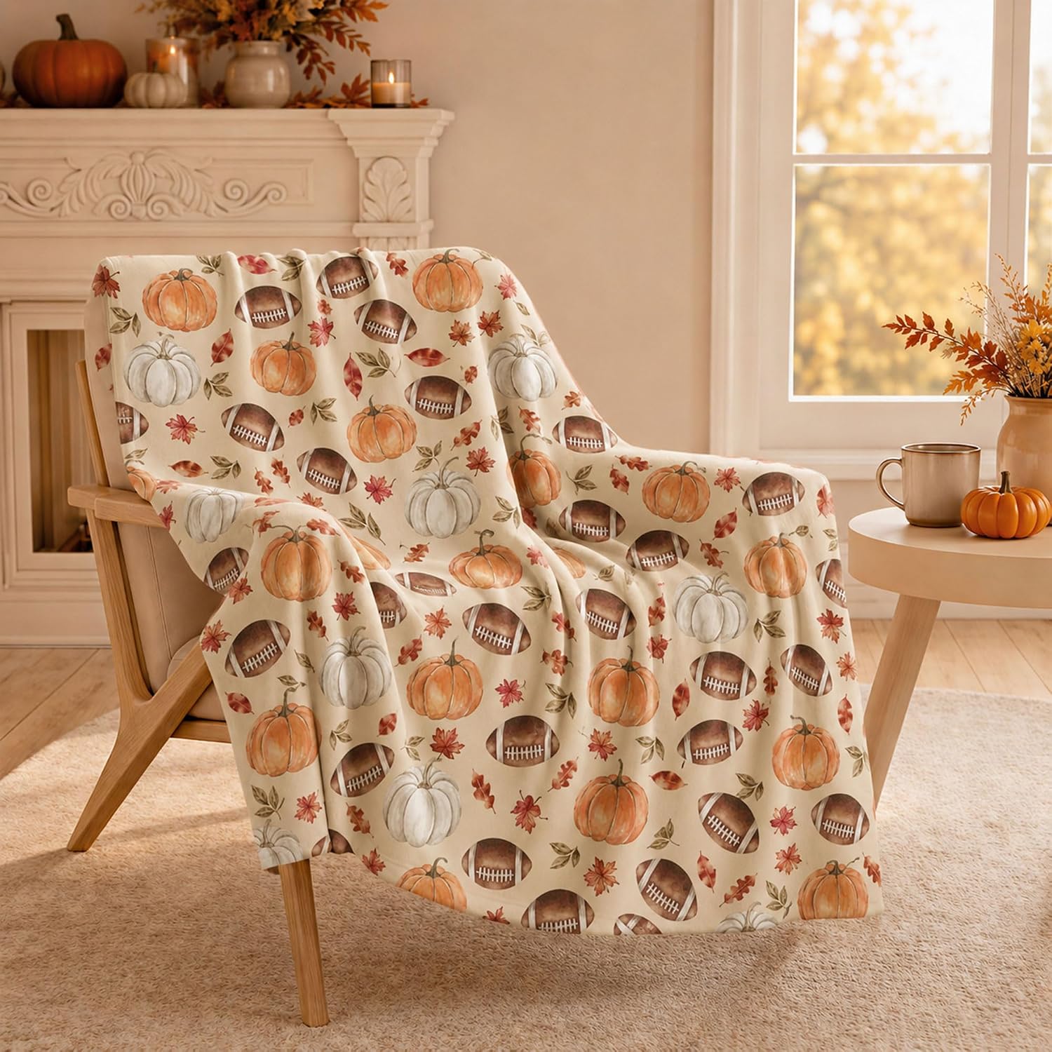 XCHI Fall Football Fleece Throw Chair Blanket Sofa Gift Decoration 50x60In