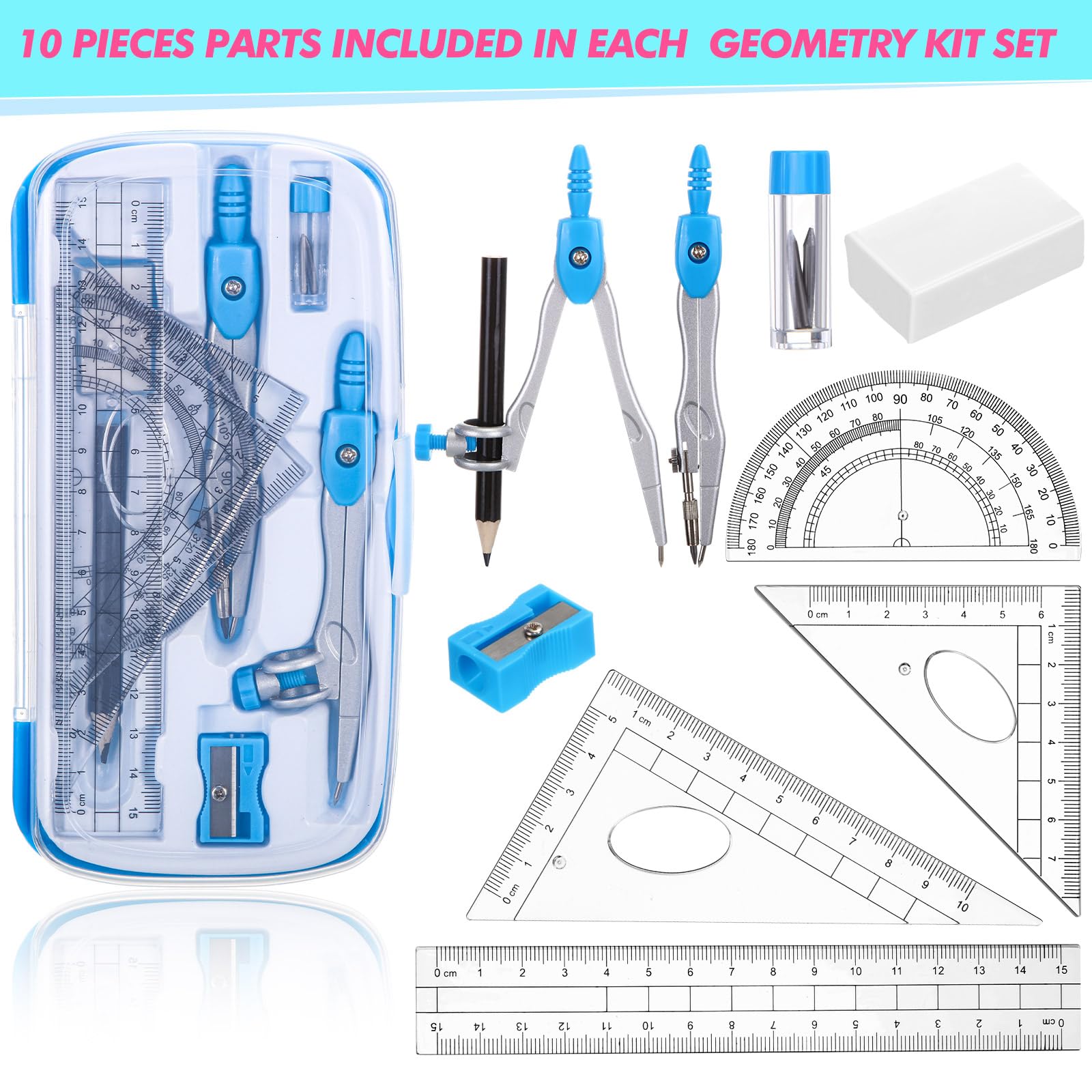Zonon 36 set matematica geometria kit, 10 pz compasso righelli goniometro