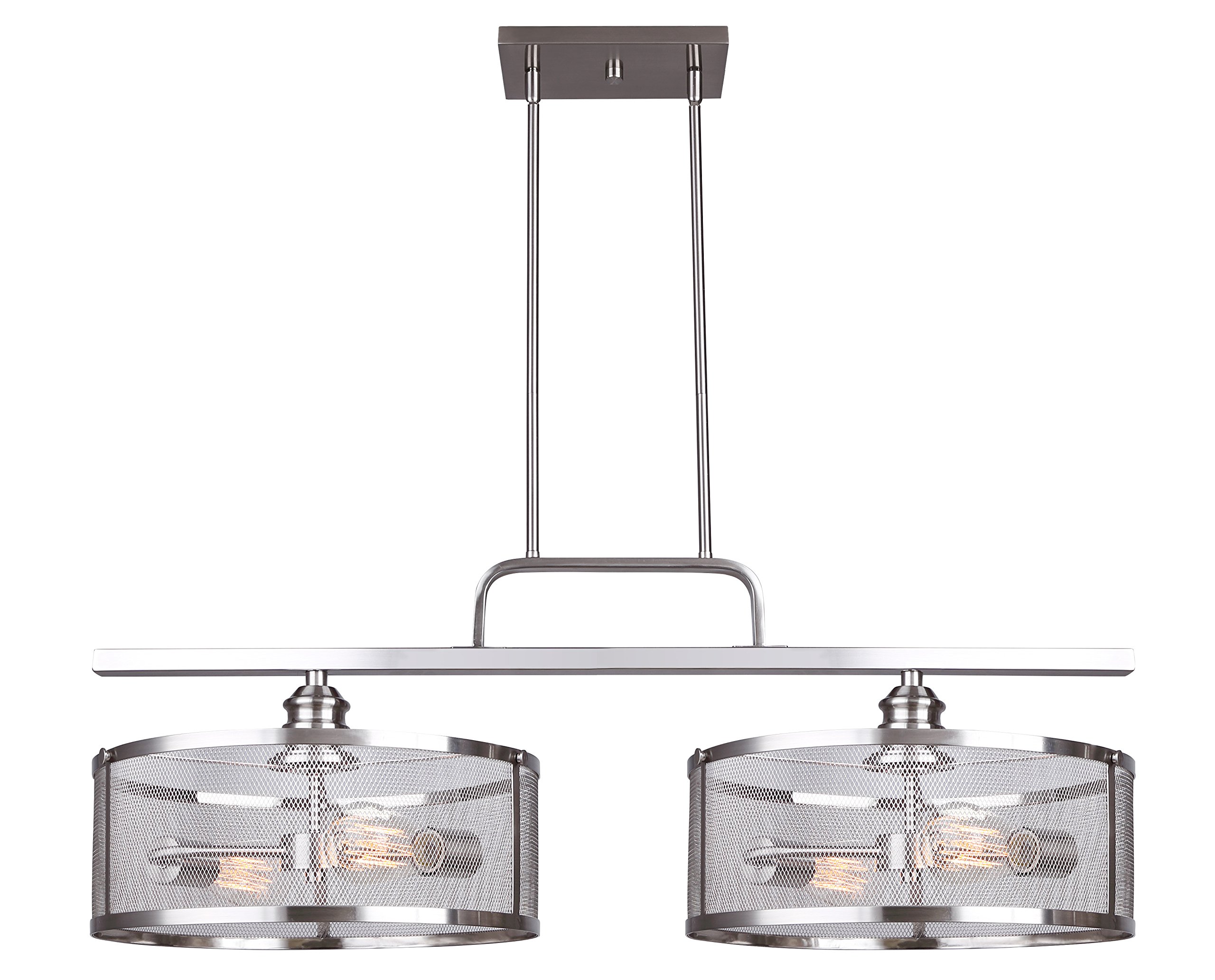 CANARM LTD IPL626A04BN Becket 2 Light, 4 Bulb Rod Pendant, Brushed Nickel with Metal Mesh Shade