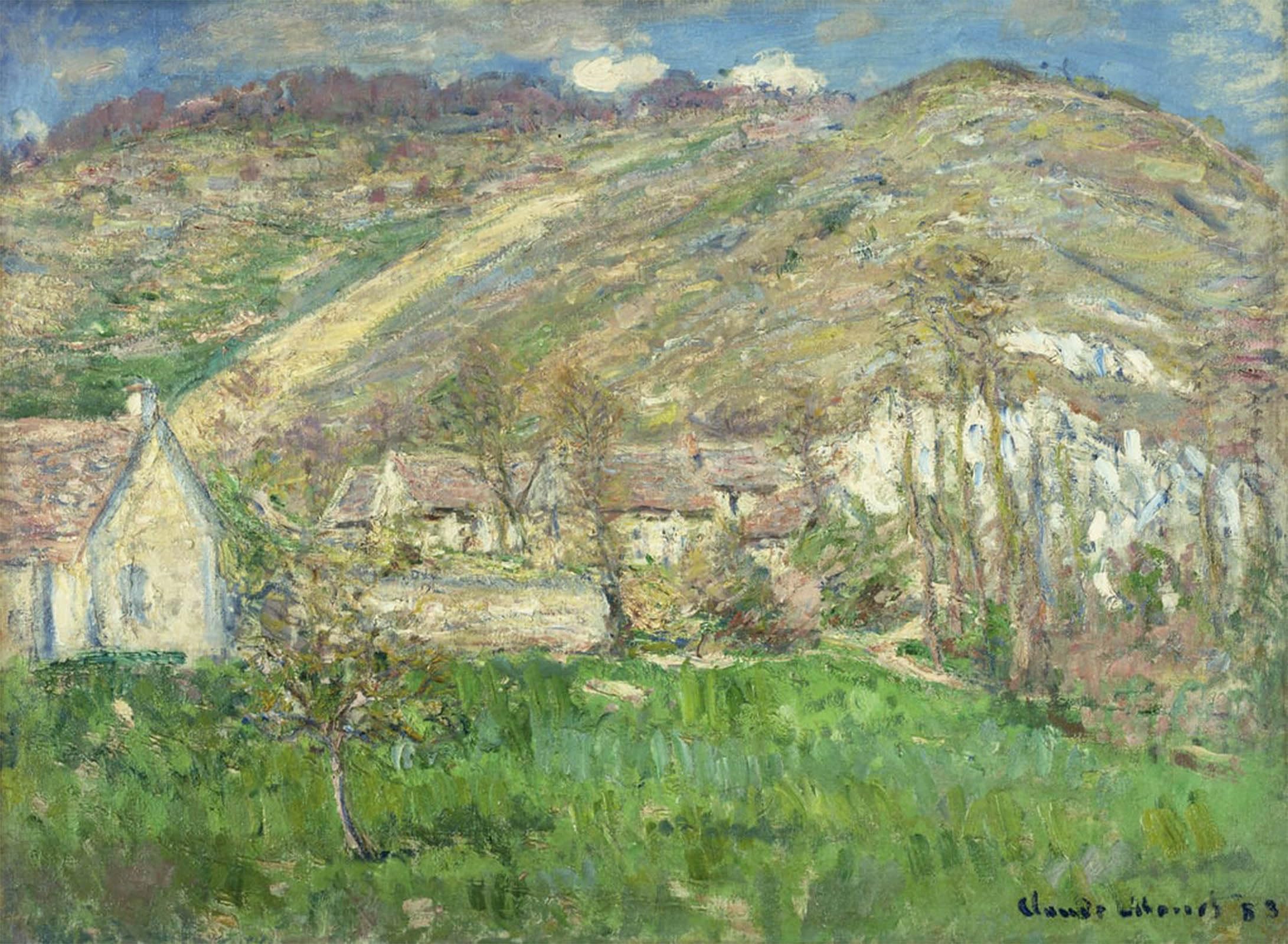 POSTERIIk Vintage Print Pop Art Landscape Artwork Hamlet in the Cliffs Near Giverny Hameau De Falaises Pres Giverny by Claude Monet Art Prints for Office Home Decor 60x90cm