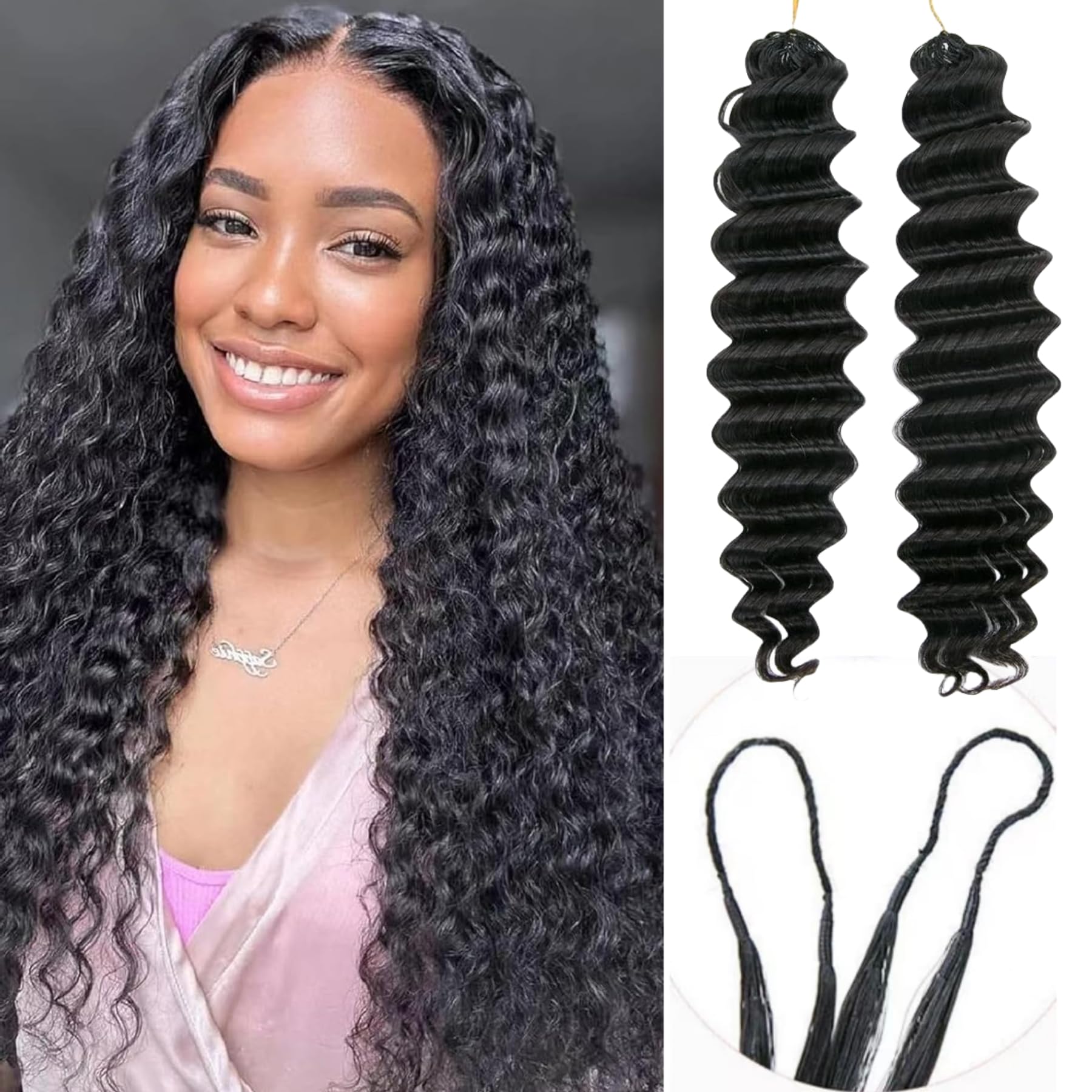 Human Hair Crochet Extensions 14 Inch Knotless Pre-Separated Deep Wave Amazon.com : Deep Wave Crochet Human Hair Knotless Pre  main image 4