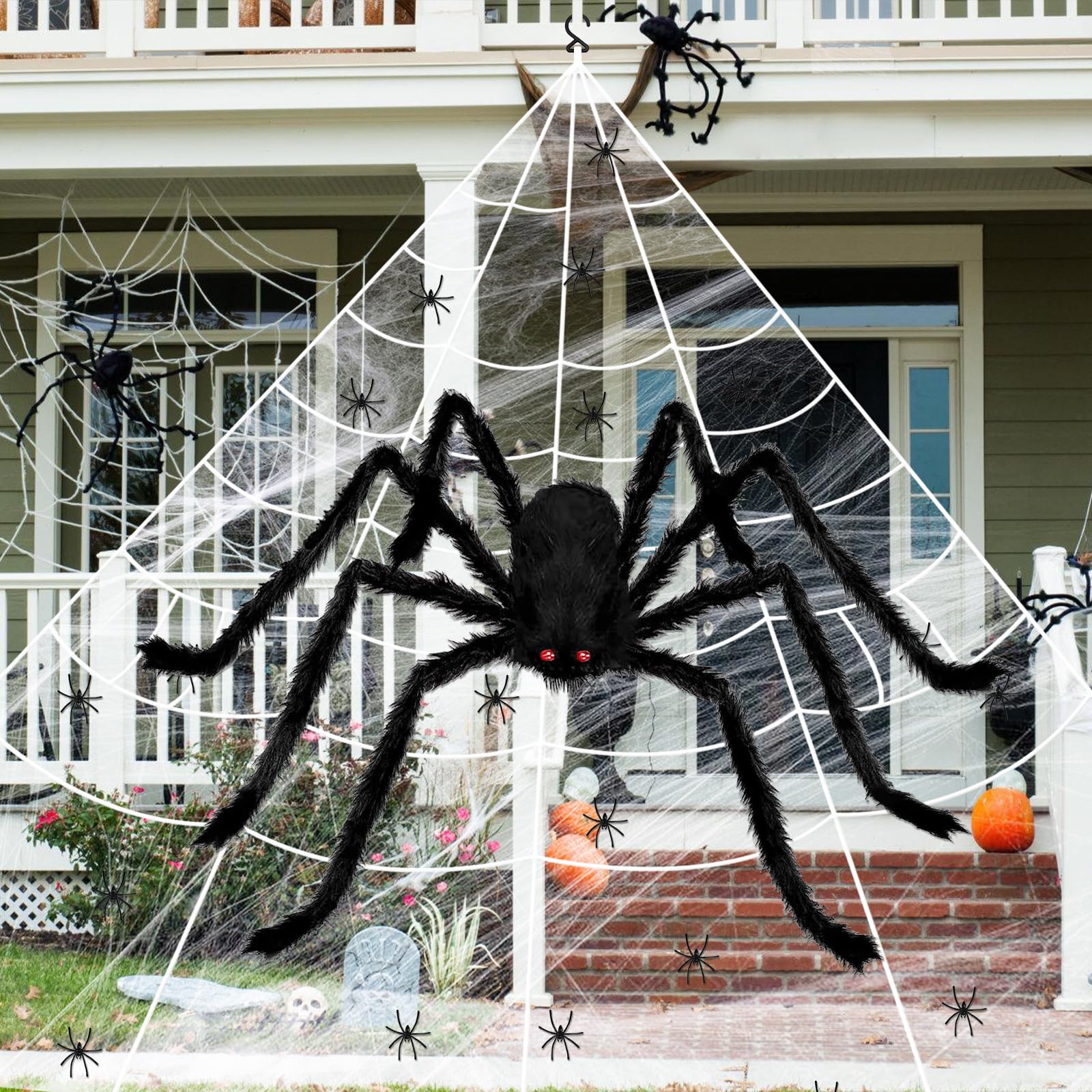 Ragnatela Gigante Di Halloween Con 60 Ragni Finti, 300g, Copertura 1500 Mq, Per Decorazioni Da Brivido - 2