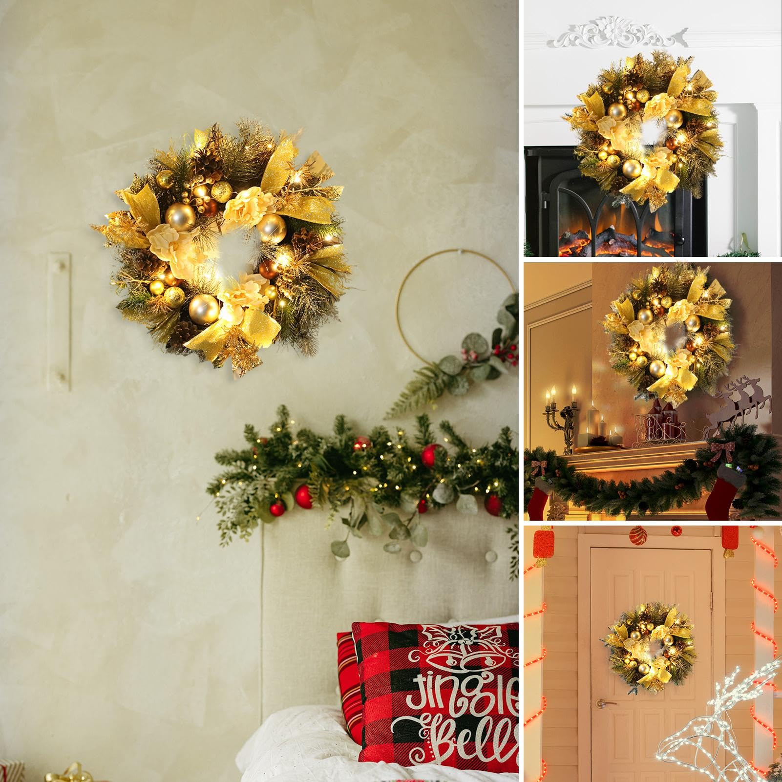 Verlichte kerstkrans (D40 cm) Royal Groen en warmwit - Kerstkransen en Verlichte kerstkrans (D40 cm) Royal Groen en warmwit - Kerstkransen en