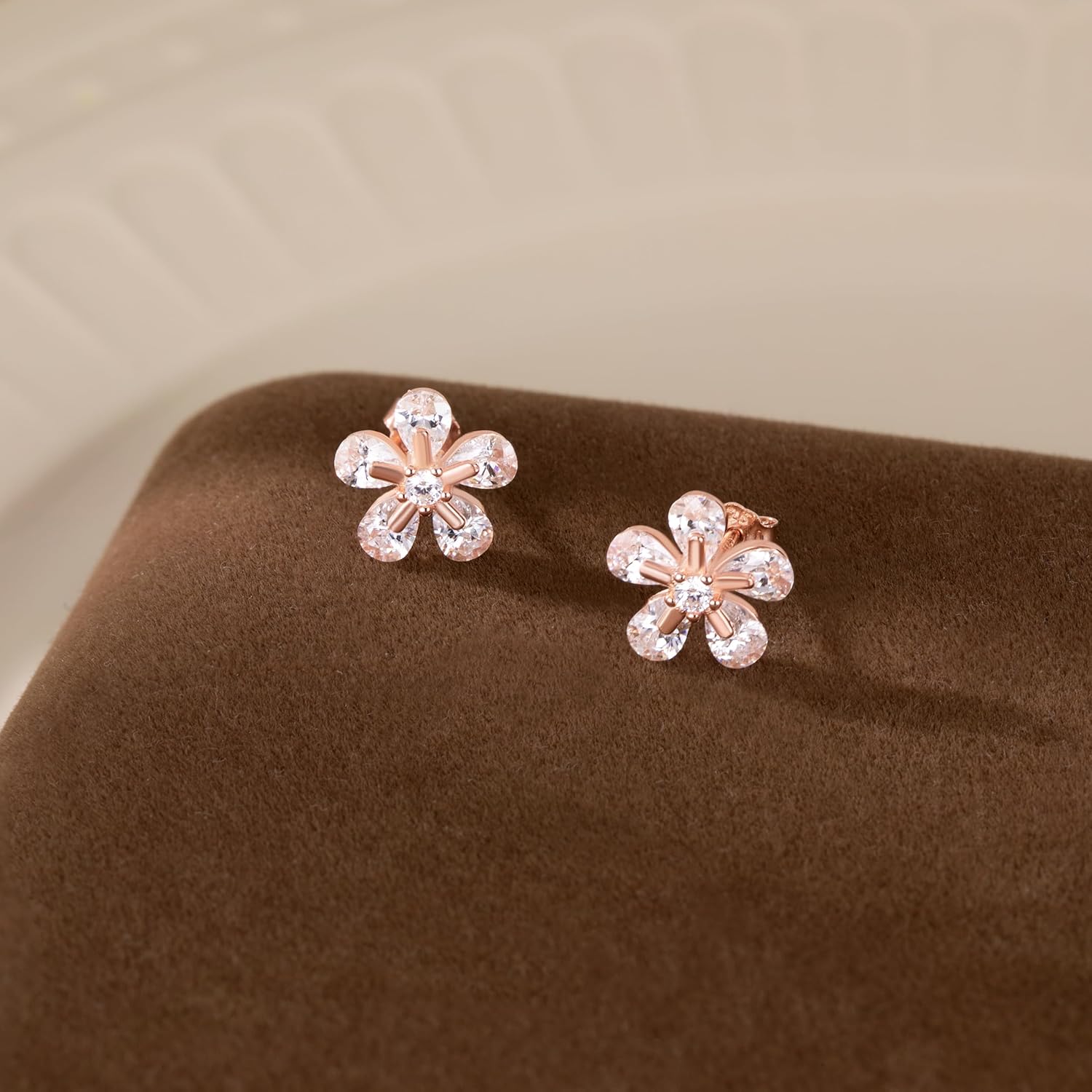 Reffeer Solid 925 Sterling Silver CZ Flower Earrings Stud for Women Teen Girls Dainty Flower Stud Earrings Hypoallergenic - Image 4