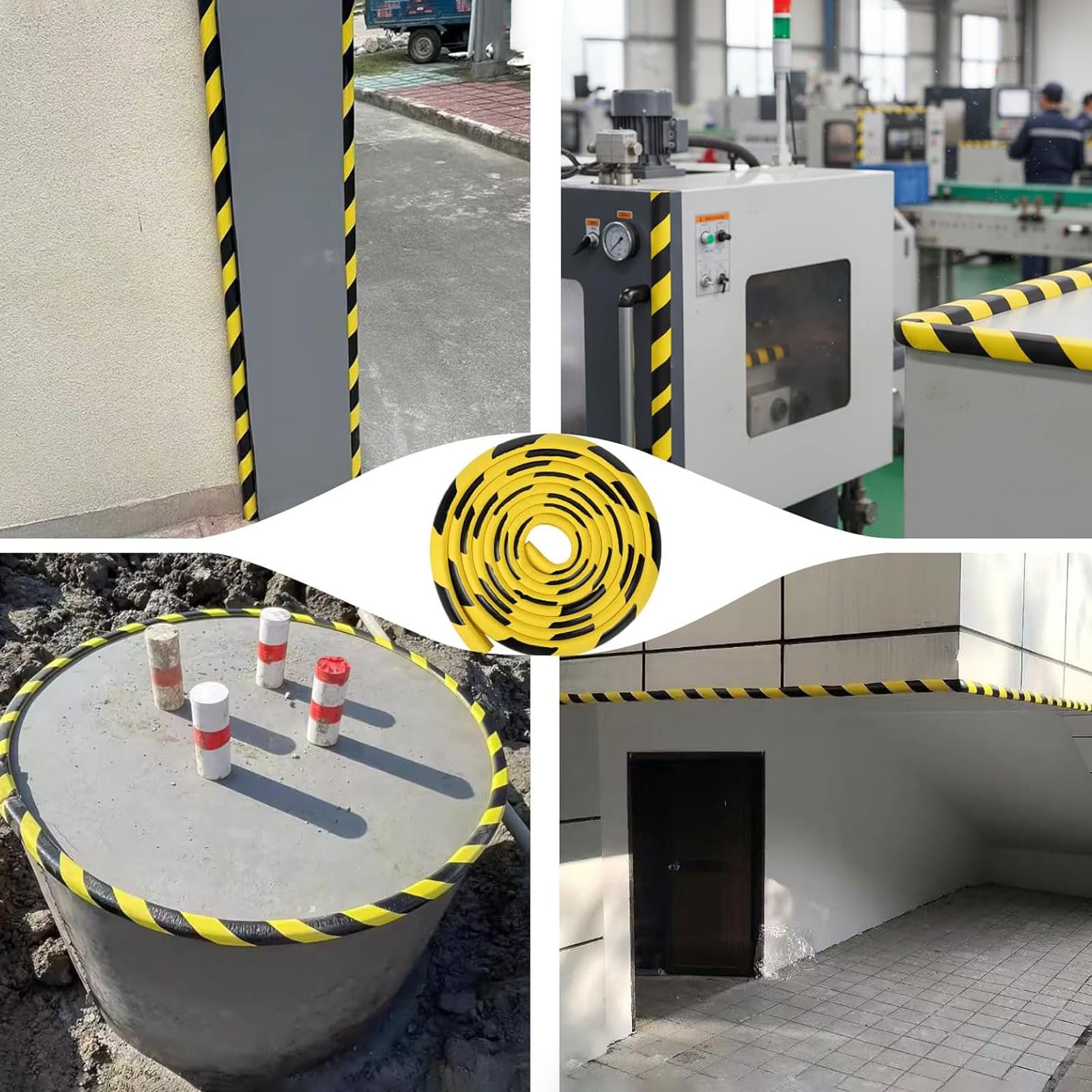 Protector Esquinas de Goma Amarillos y Negros,Protectores de Esquinas de Seguridad de 5 Metros con Rayas Amarillas y Negras,Autoadhesivos,para Uso Industrial y doméstico