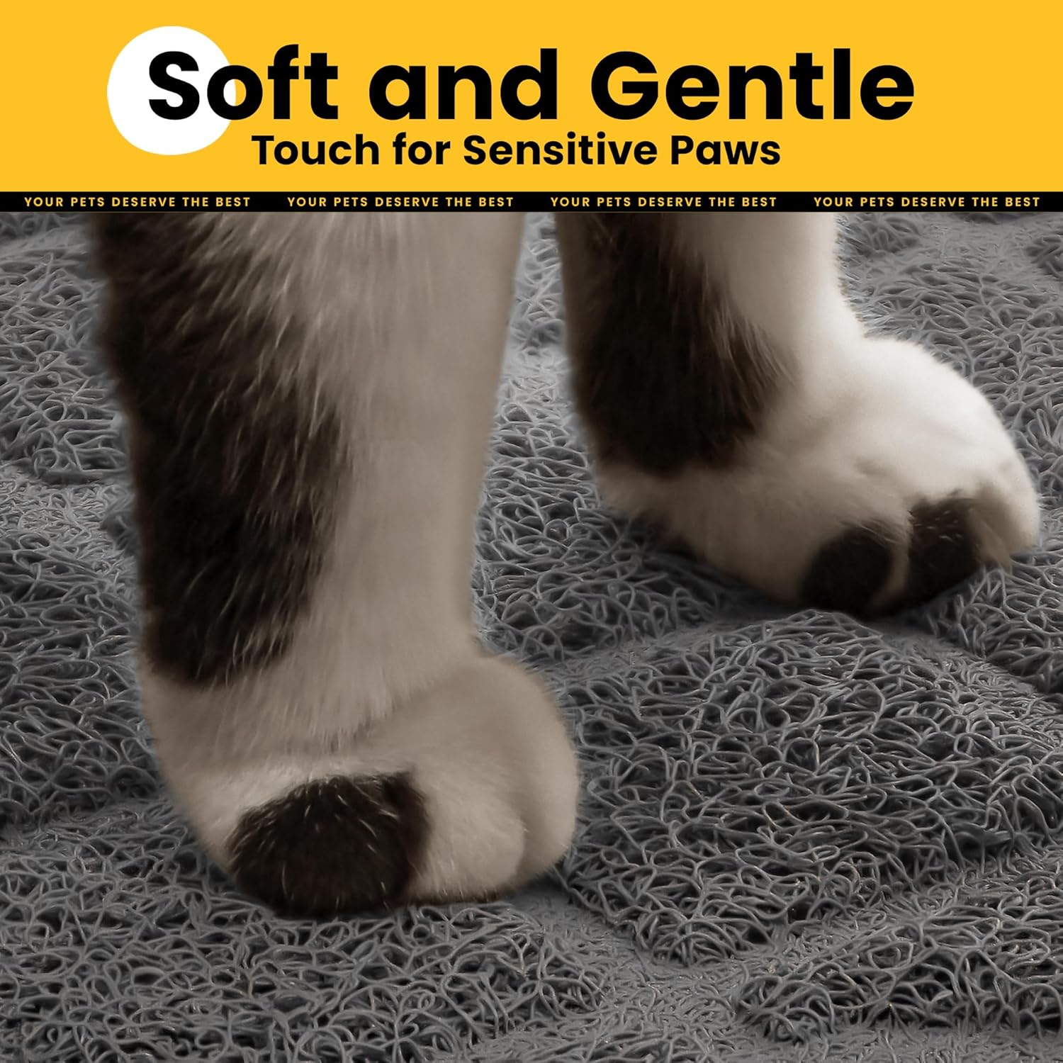 Conlun Cat Litter Mat Litter Trapping Mat, 35" x 23" Premium Durable PVC Grid Mesh with Scatter Control, Non-slip, Less Waste Cat Litter Box Mat, Grey 2 Pack