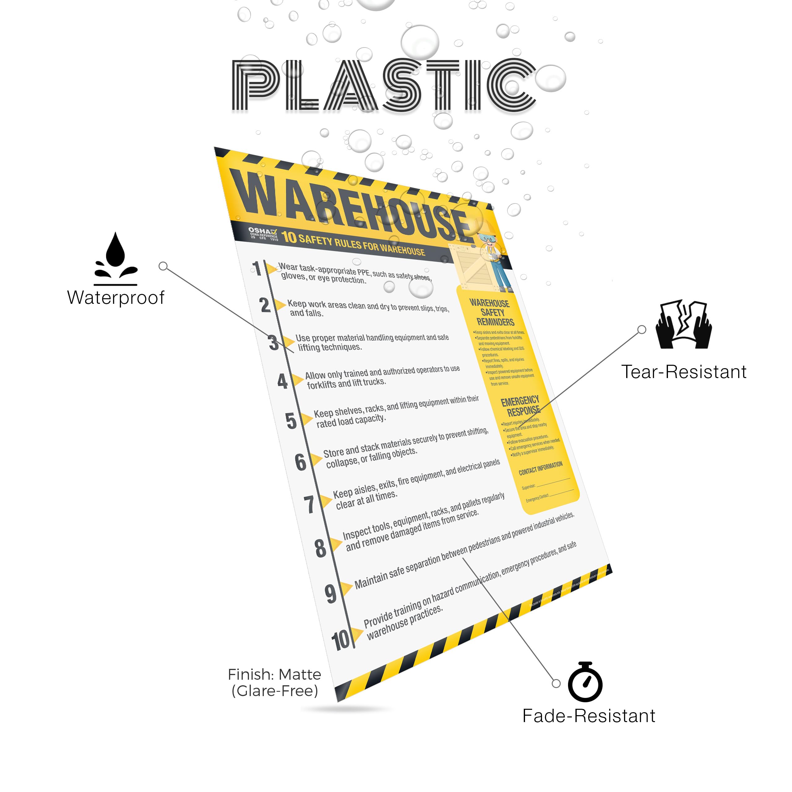Warehouse Safety Poster – OSHA Warehouse Safety Rules Chart — Amazon image 3