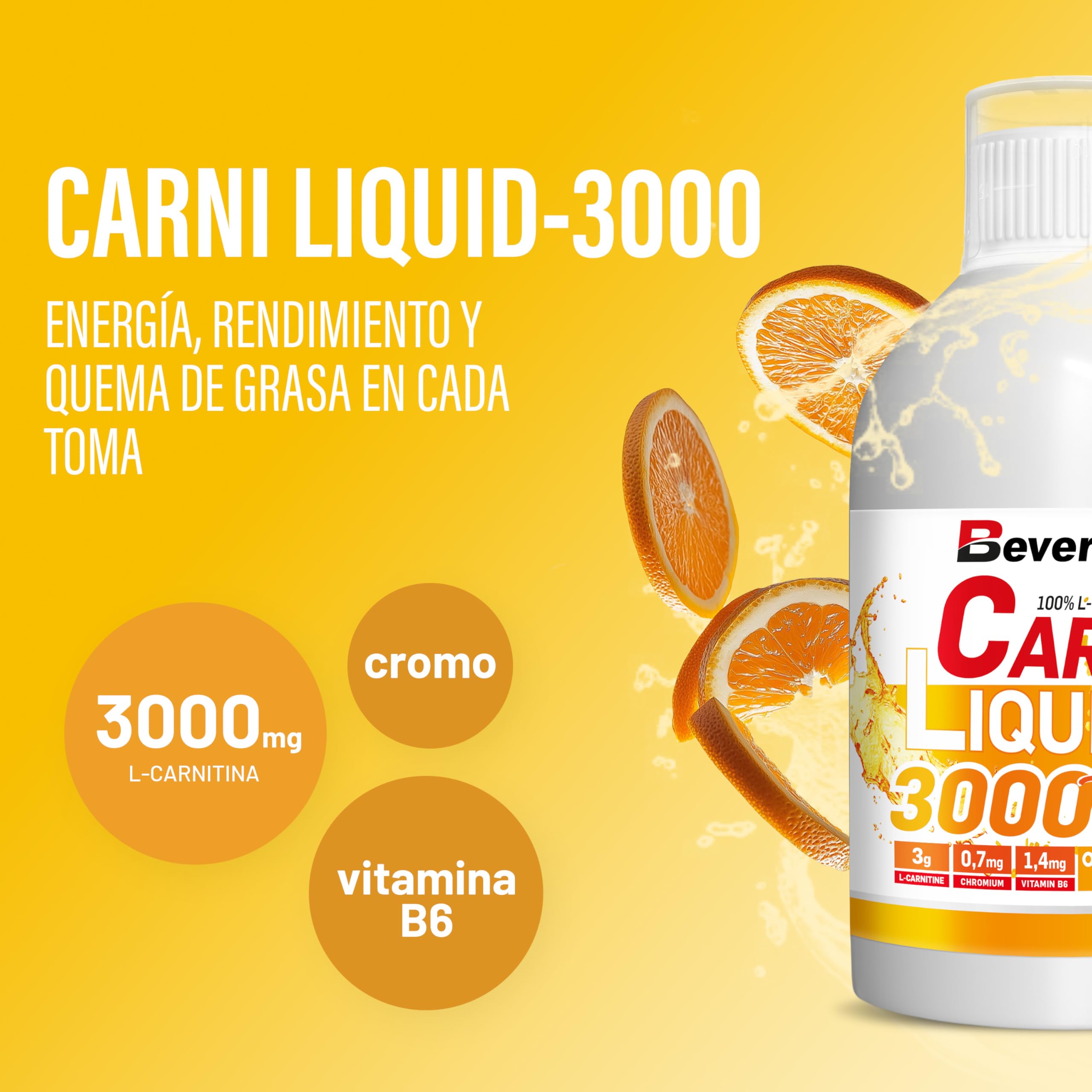 como tomar l carnitina liquida para quemar grasa Beverly Carni Liquid 3000 | 500 ml | L-Carnitina Líquida de 3 gr por toma |  Sabores Naranja o Manzana