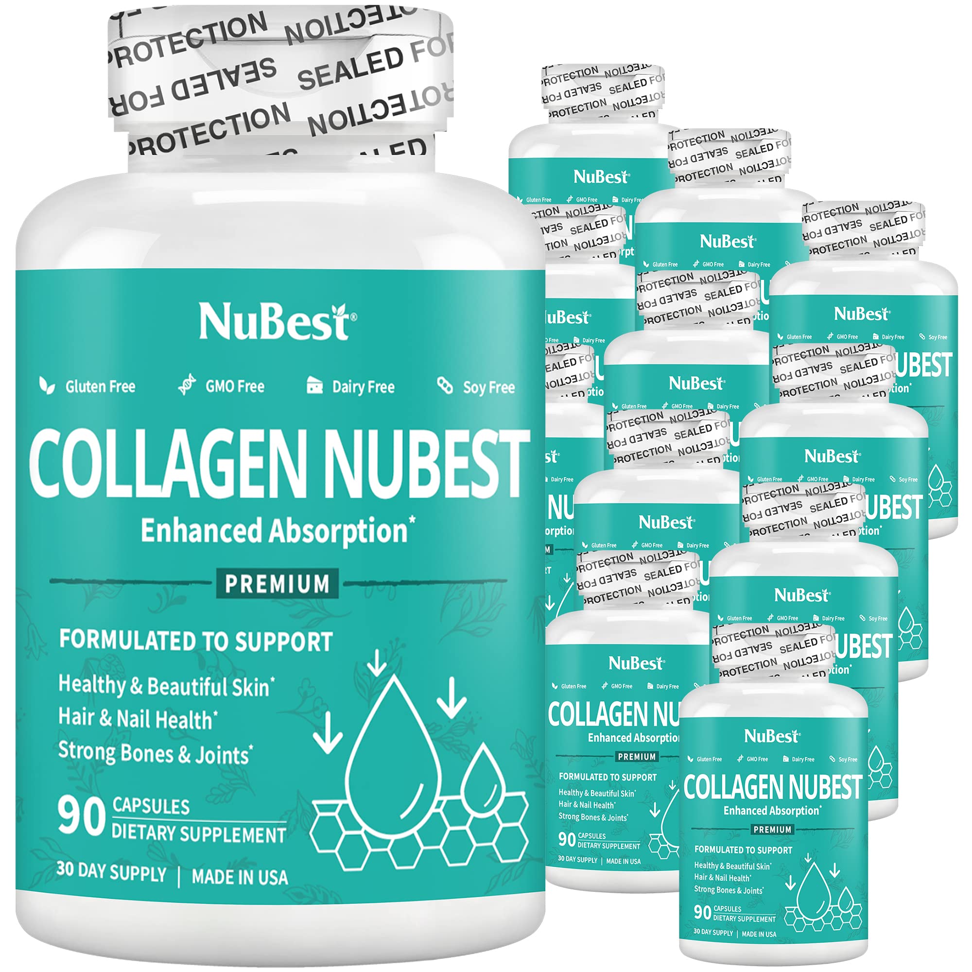 NuBest Collagen Collagen Peptides - Collagen Pills for Adults for Hair Growth Strong Nails Skin Health - Premium