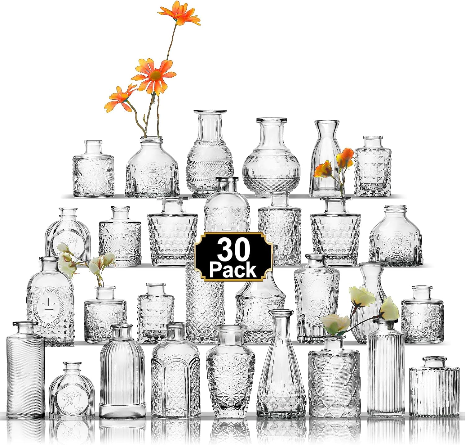 ONLYVASE Bud Vase Set of 30, Clear Glass Vase for Flower