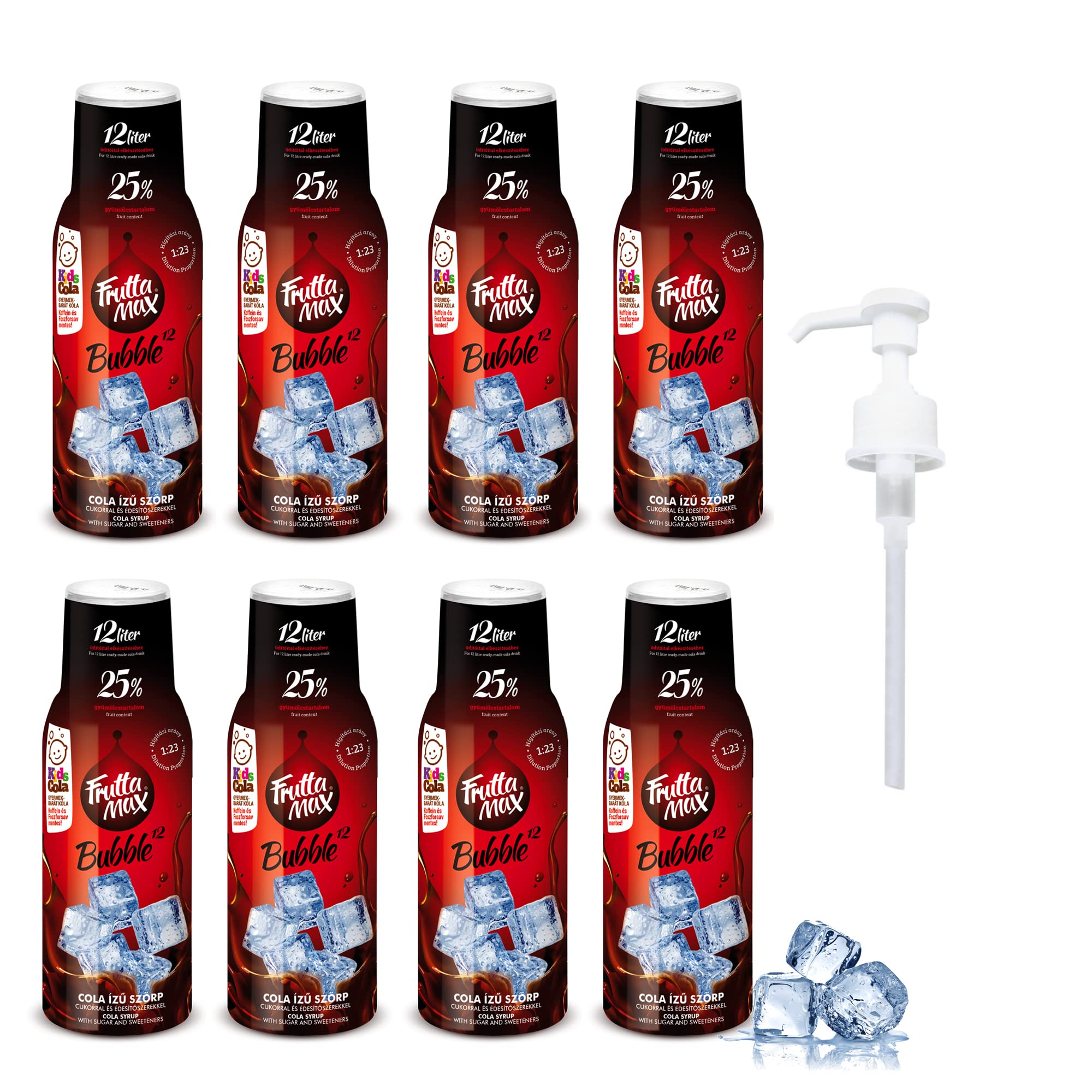 8 Pack - FruttaMax Cola Syrup | Less Sugar | 50% Real Fruit Concentrate | Suitable for soda Machine 8x500ml