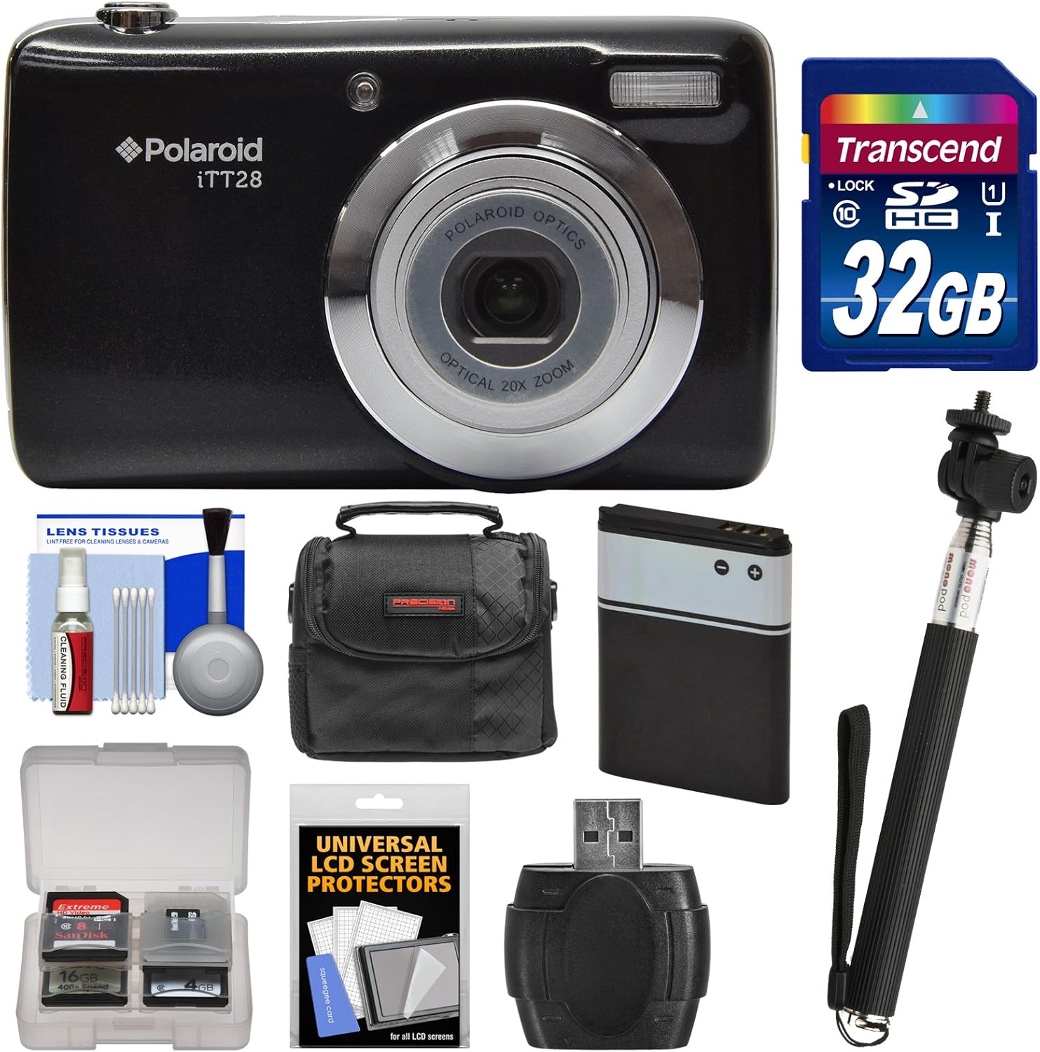 Polaroid iTT28 20MP 20x Zoom Digital Camera (Black) with
