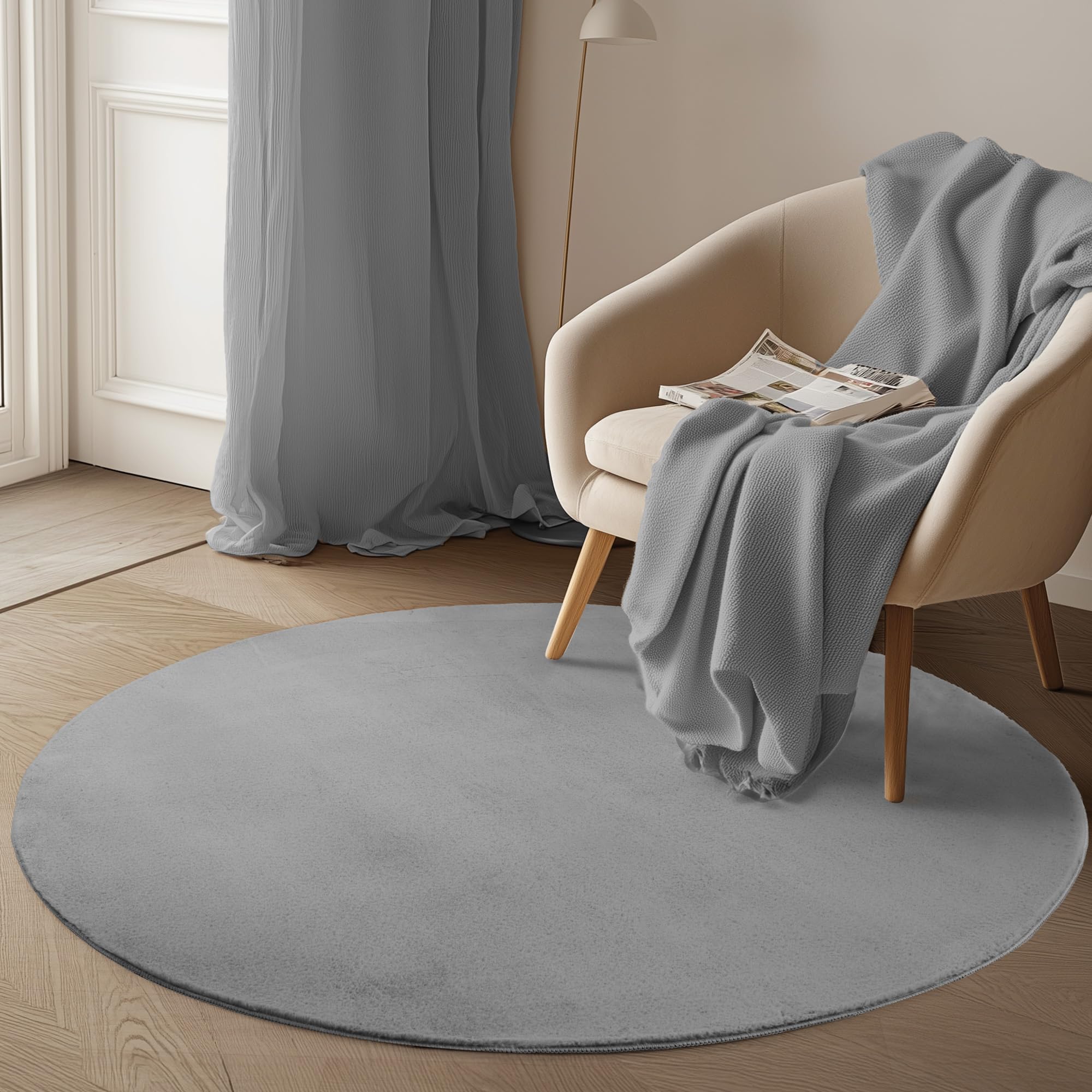 Carpetsale24 Teppich Kurzflor - Rechteckig, Rund & Läufer, waschbarer Rutschfester Teppich, weich, modernes einfarbiges Design für Wohnzimmer, Schlafzimmer, Küche & Kinderzimmer.