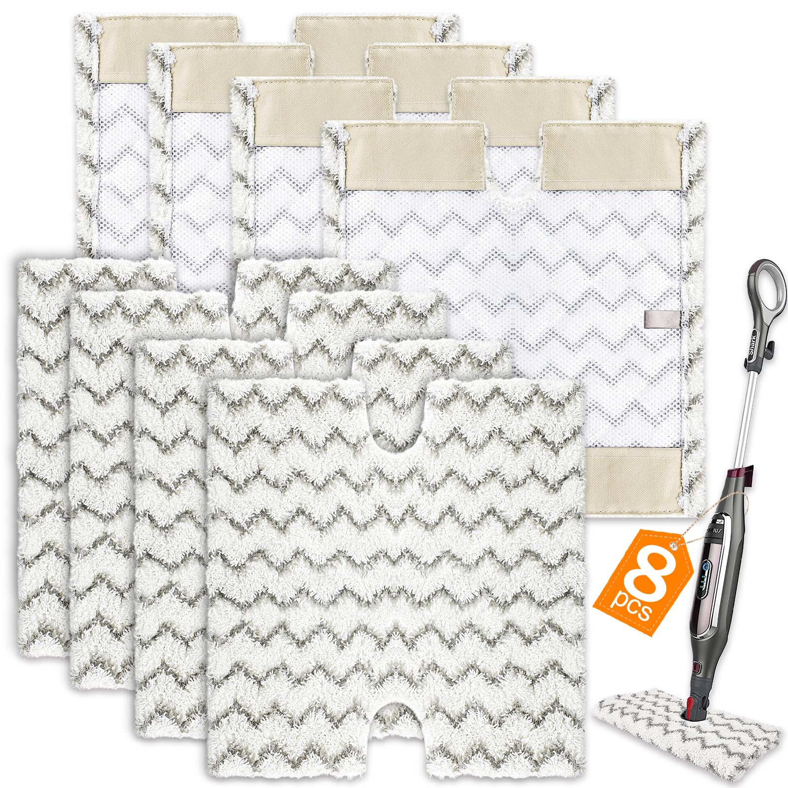 NXPPYY 8 Pack Steam Mop Replacement Pads Compatible - steam cleaners steam mops and accessories | Mubboo