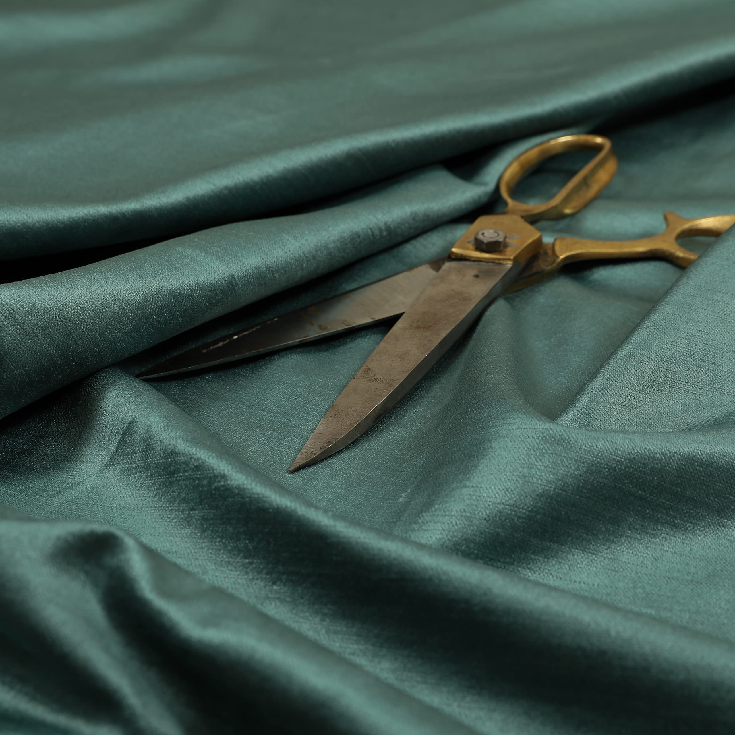 Redbrick Mill Fabrics Flame Retardant Quality Designer Blended Silk French Shiny Velvet Furnishing Fabric by The Metre, Ideal for Upholstery, Curtains & Cushions, Teal (Per Metre)