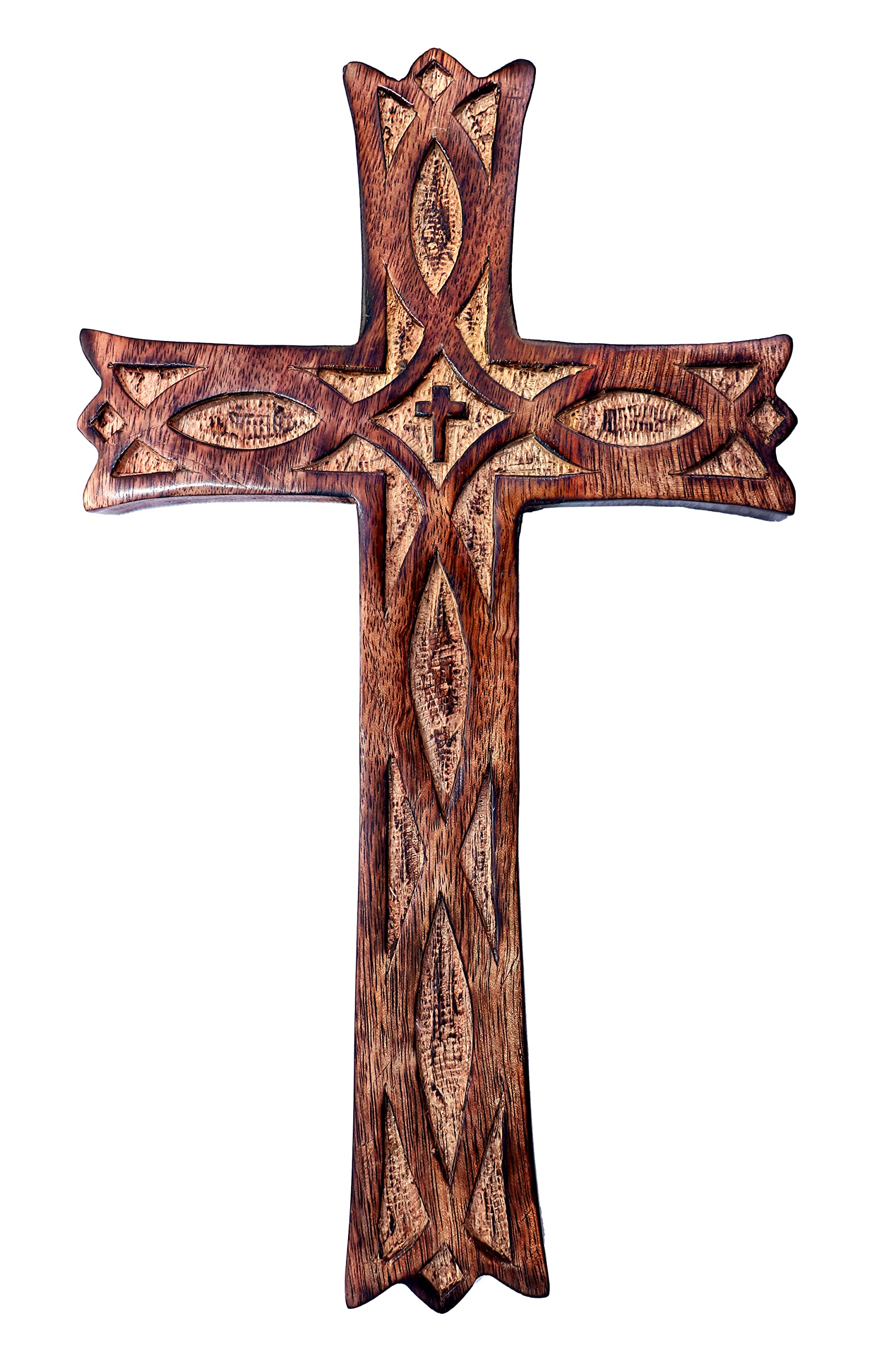 Cruz de pared de madera pequeña de 8 x 6 pulgadas para decoración religiosa de hogar 7