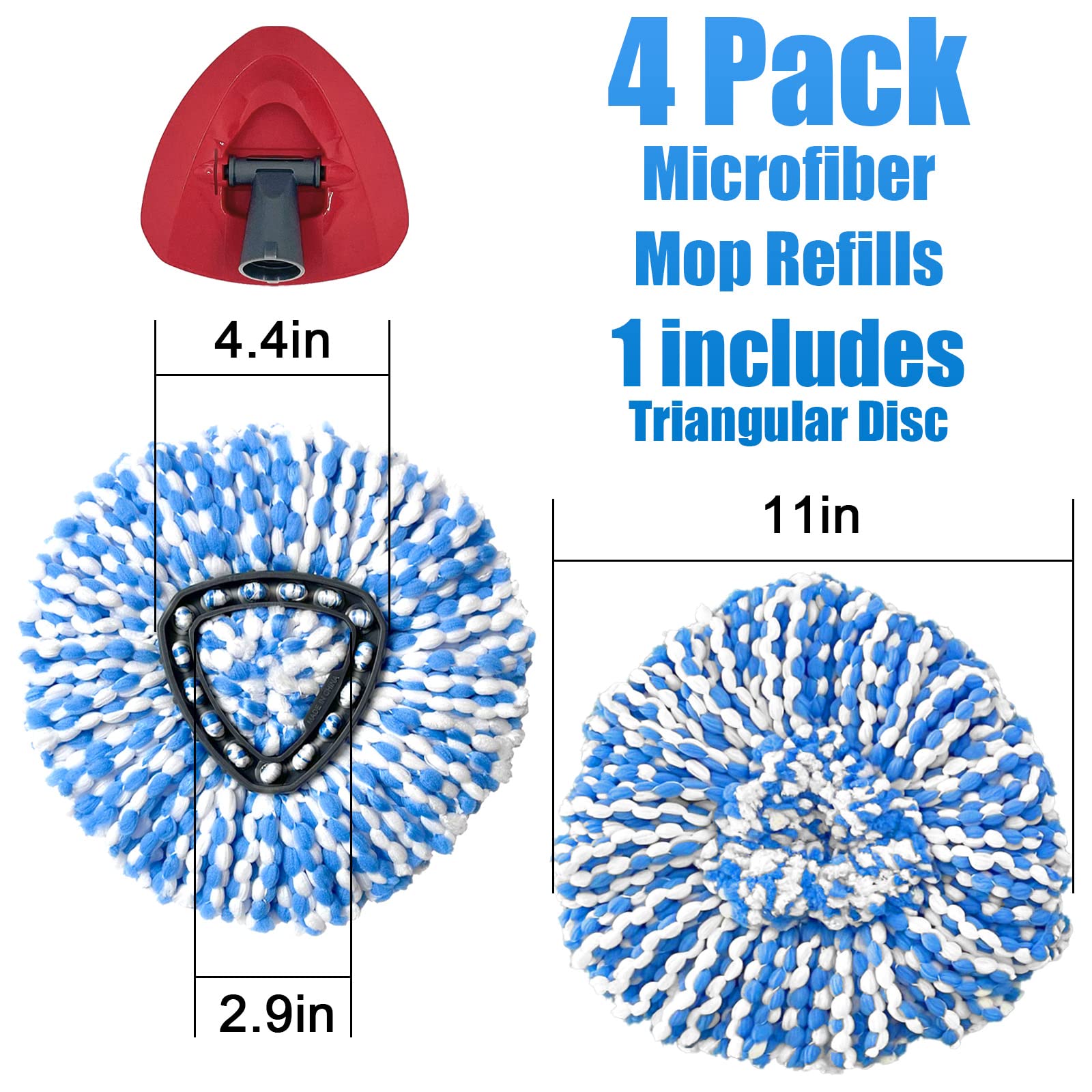 Paquete de 4 cabezales de repuesto para fregona giratoria con 1 base giratoria compatible con el sistema dual O-Cedar RinseClean, recambios de microfibra para una fácil limpieza del suelo